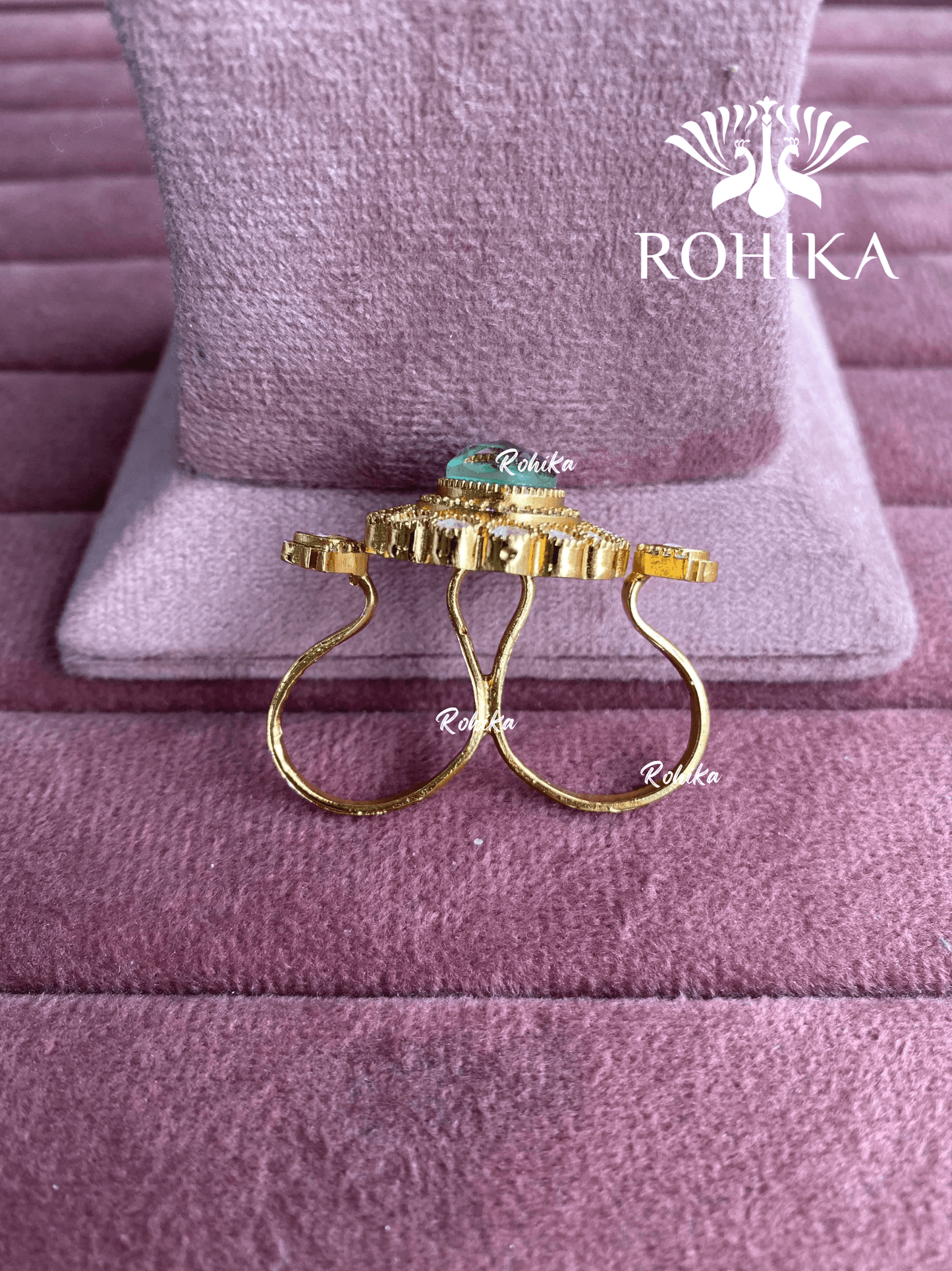Angana polki kundan ring (SG-145) - Green - Rohika Store