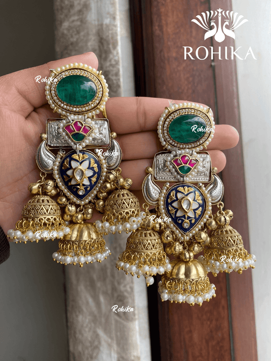 Banjara fusion earrings (FE-021) - Green - Rohika Store