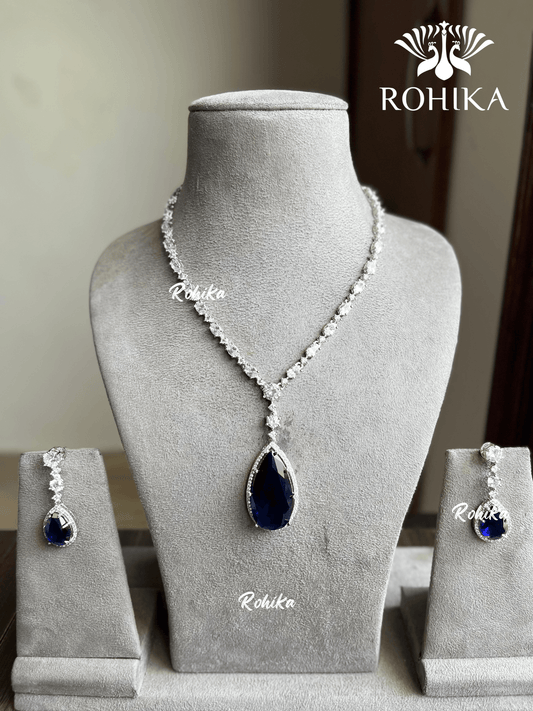 Rooh AD necklace set - Navy blue - Rohika Store
