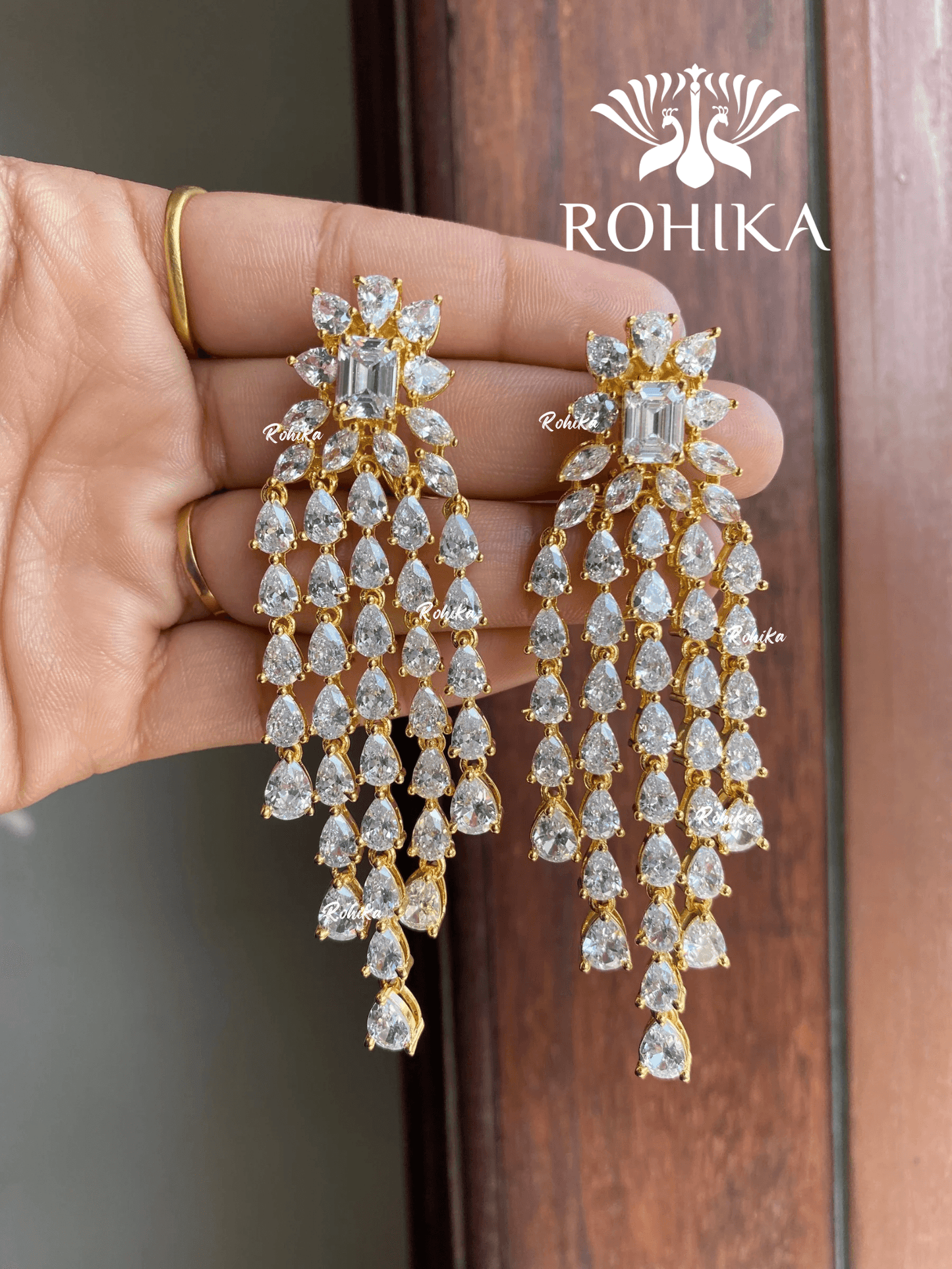 Anya american diamond earring set - Golden - Rohika Store