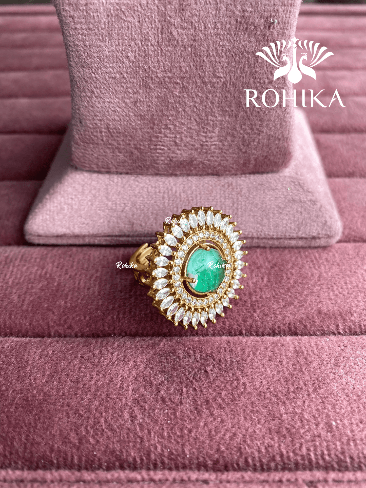 Angana polki kundan ring (SG-121) - Mint green - Rohika Store