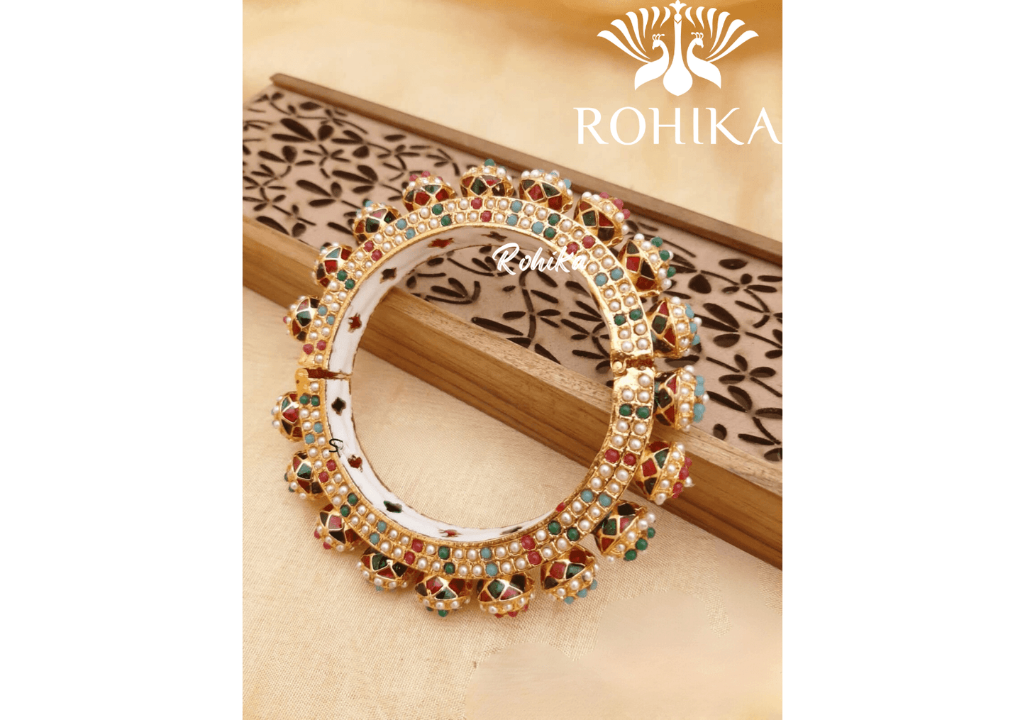 Navya jadau bangles (Single) -Multi colour - Rohika Store