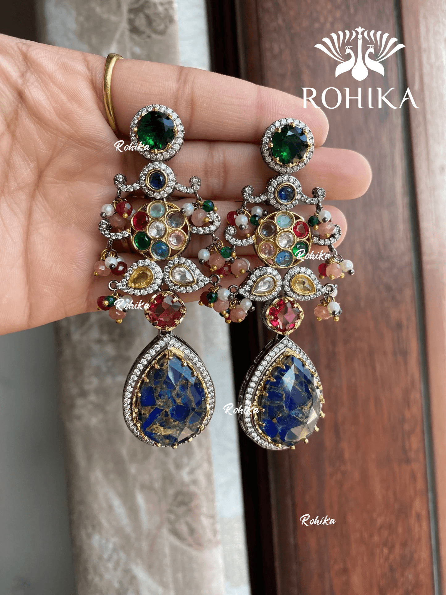 Designer earrings (M-005) - Multi colour - Rohika Store