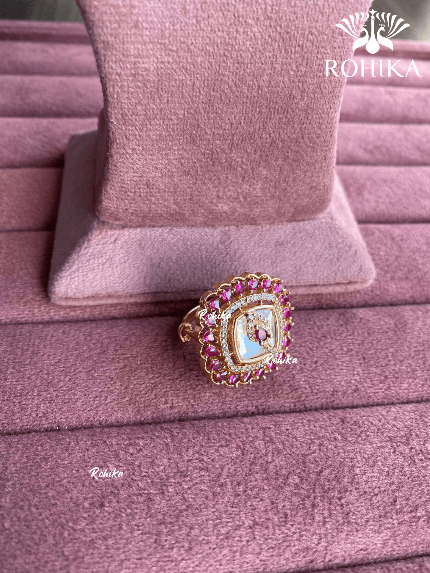 Angana polki kundan ring (SG-086) - Pink - Rohika Store