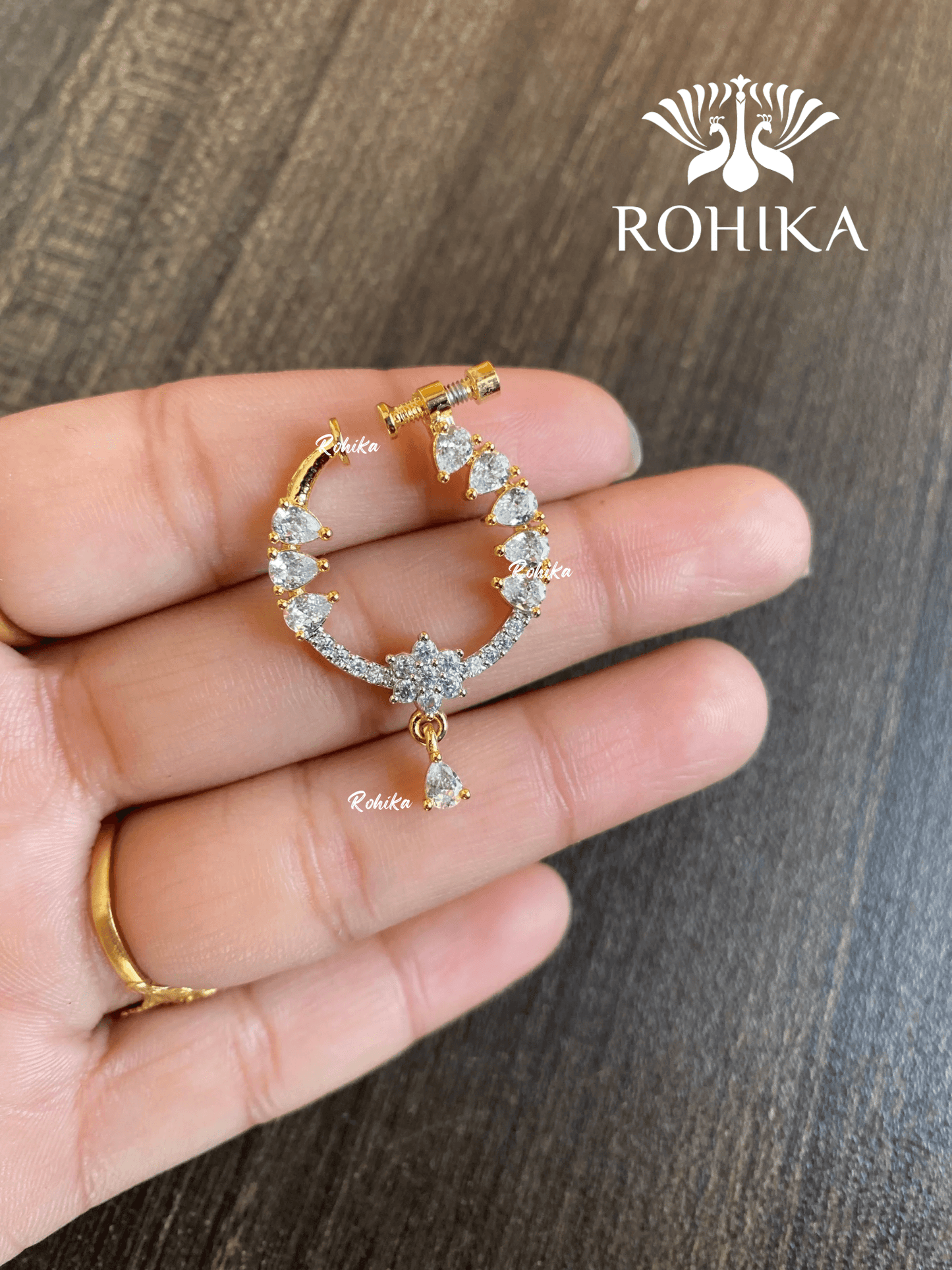 Riya AD stone Nath (039) - Golden - Rohika Store