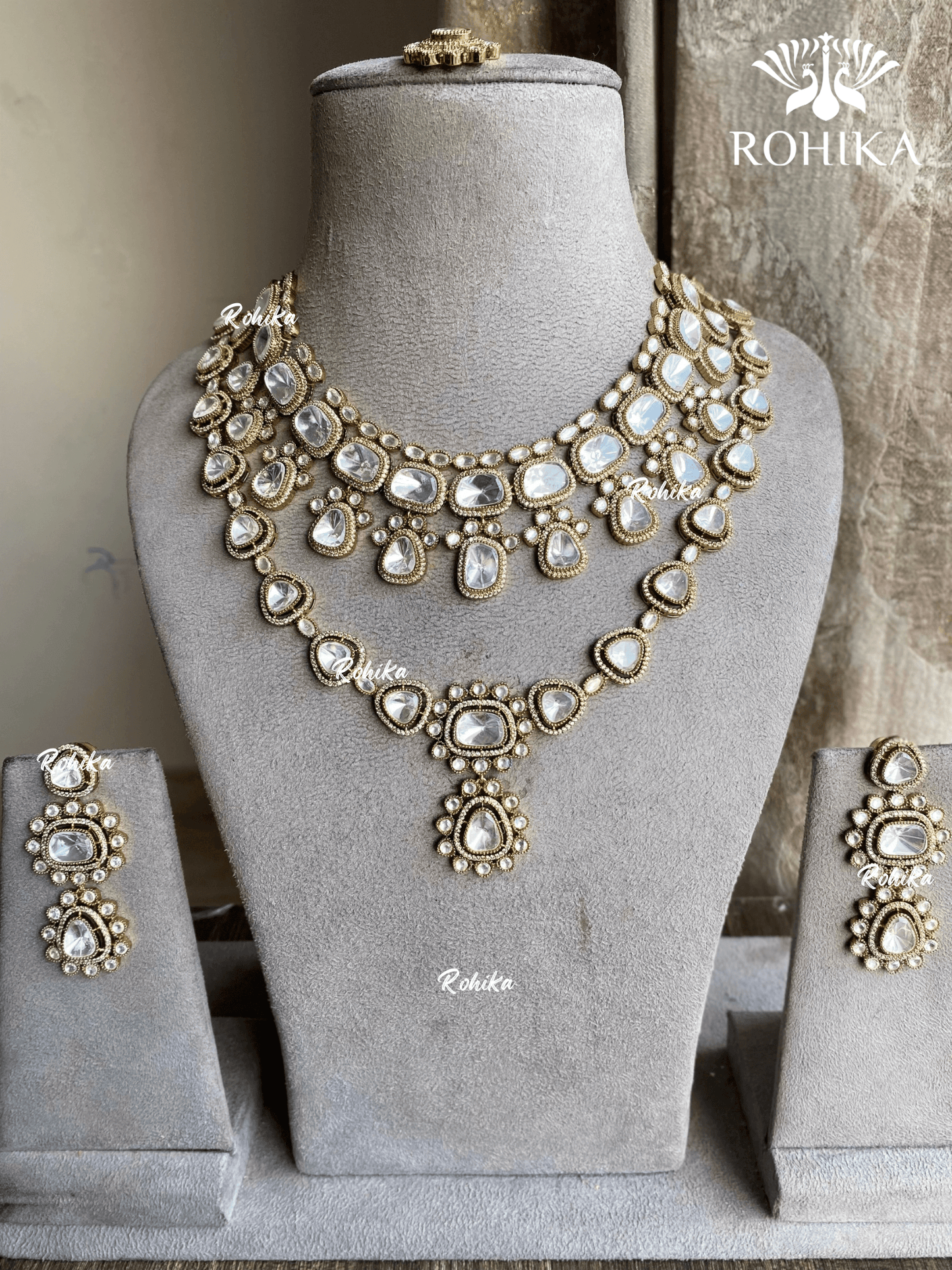 Vidhi polki kundan necklace set - Mehandi polish - Rohika Store