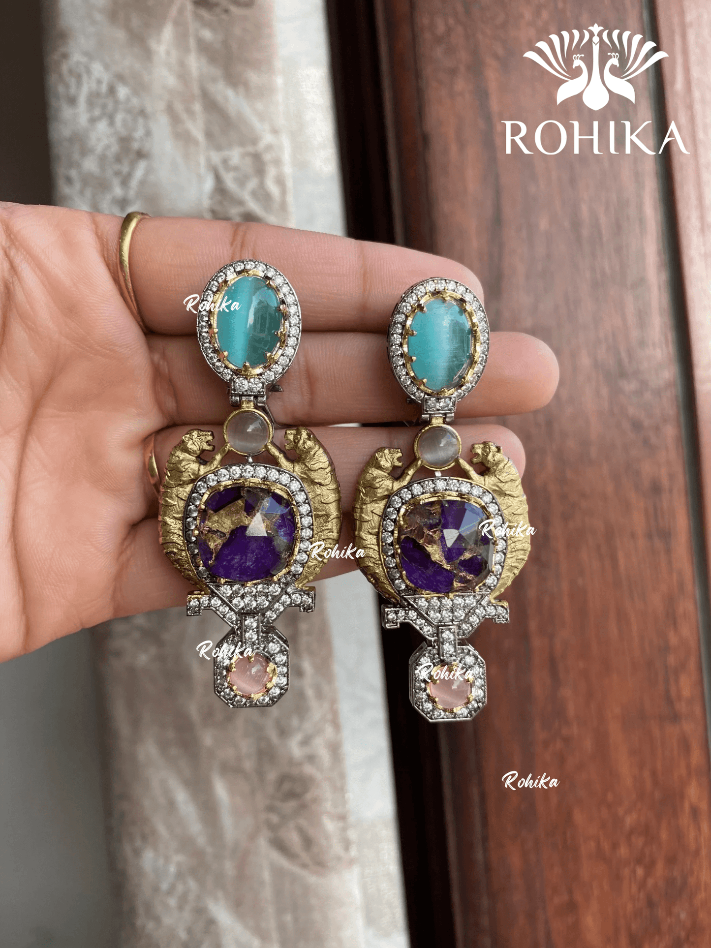 Designer earrings (M-004) - Multi colour - Rohika Store