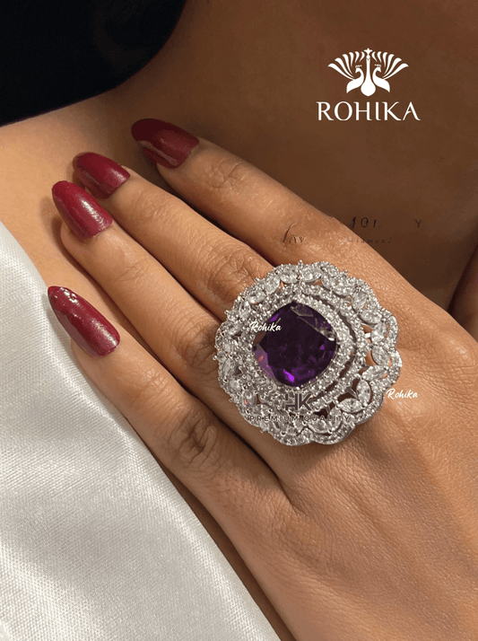 Grace american diamond Ring - Dark purple - Rohika Store