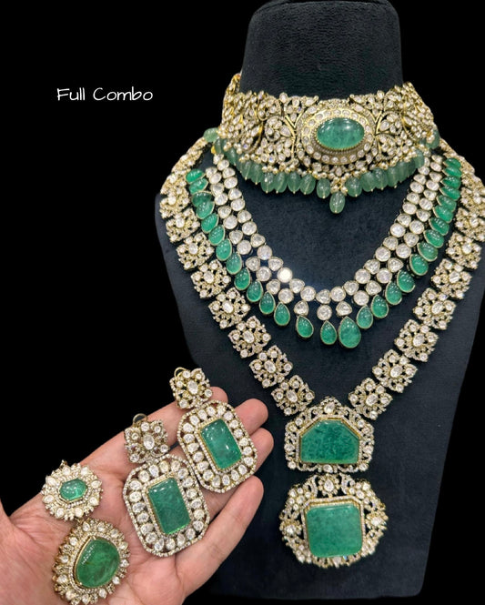 Iraya moisanite bridal combo set - Mint Green - Rohika Store