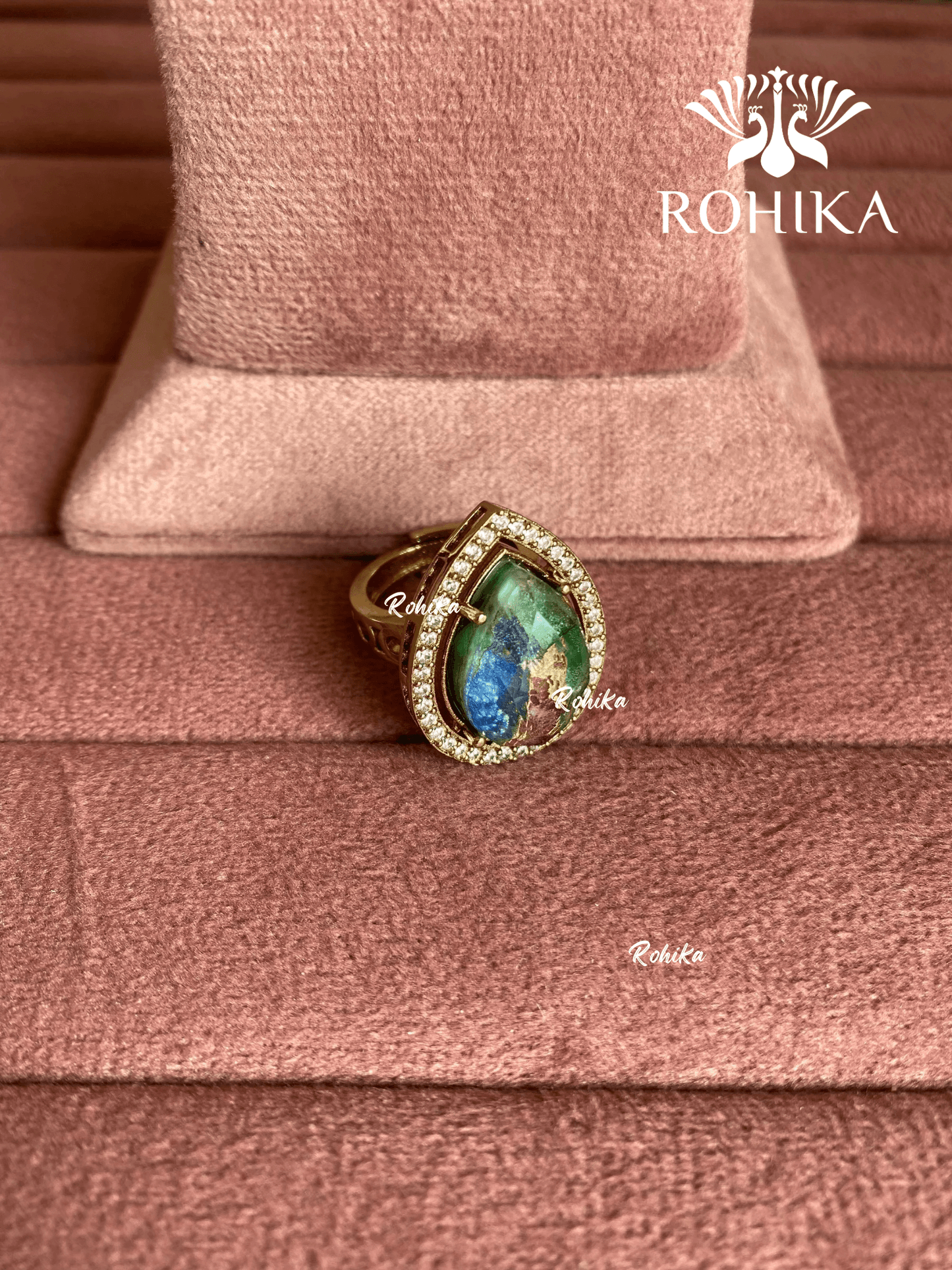 Angana polki kundan ring (SG-091) - Multi - Rohika Store