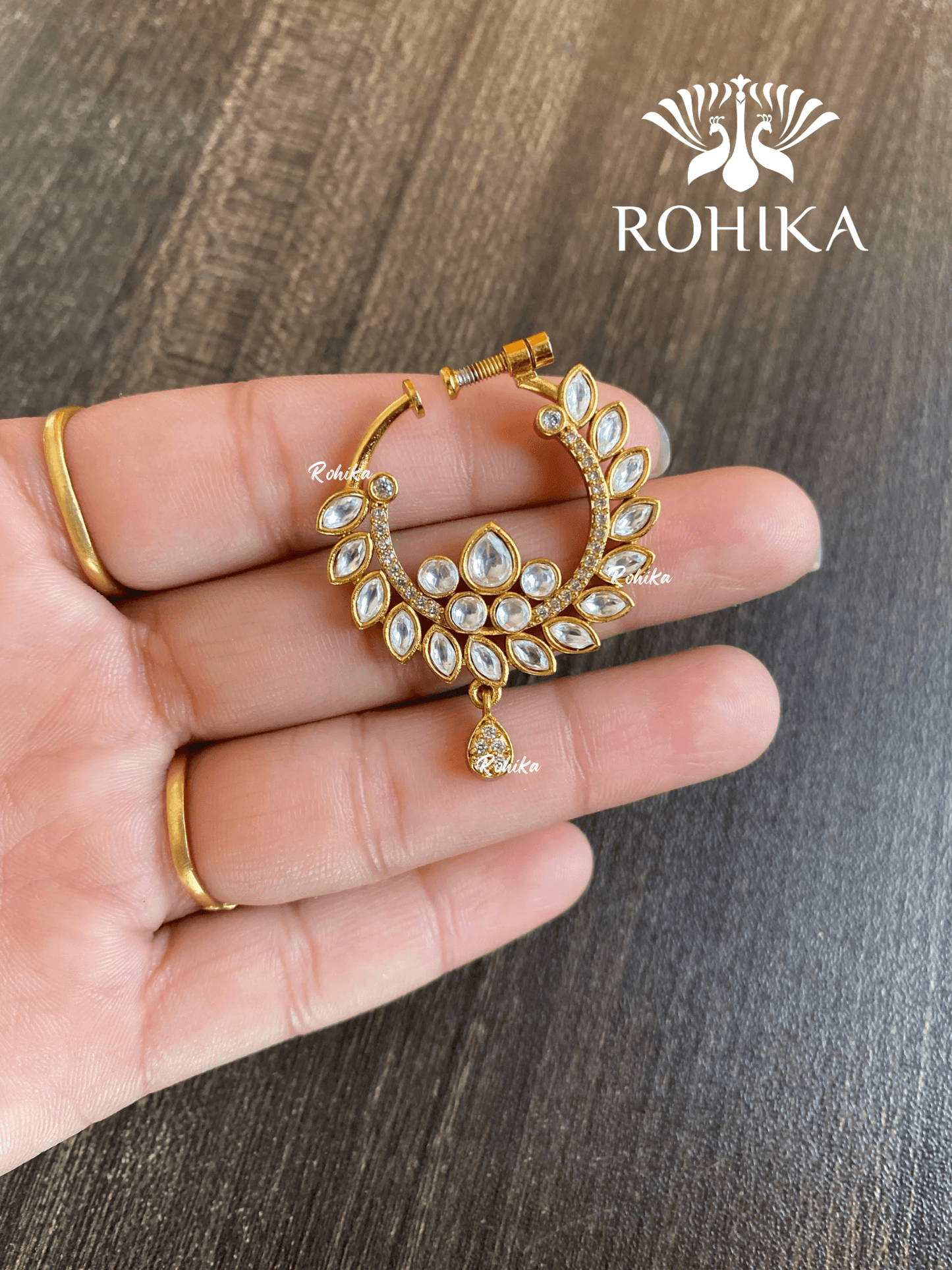Riya AD stone Nath (028) - Golden - Rohika Store