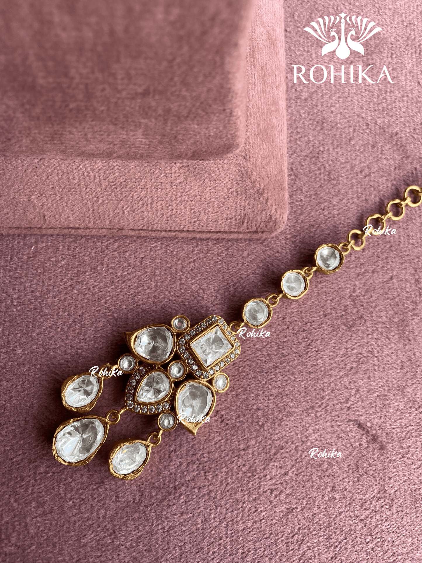 Polki kundan maangtikka (PLKM-073) - White - Rohika Store
