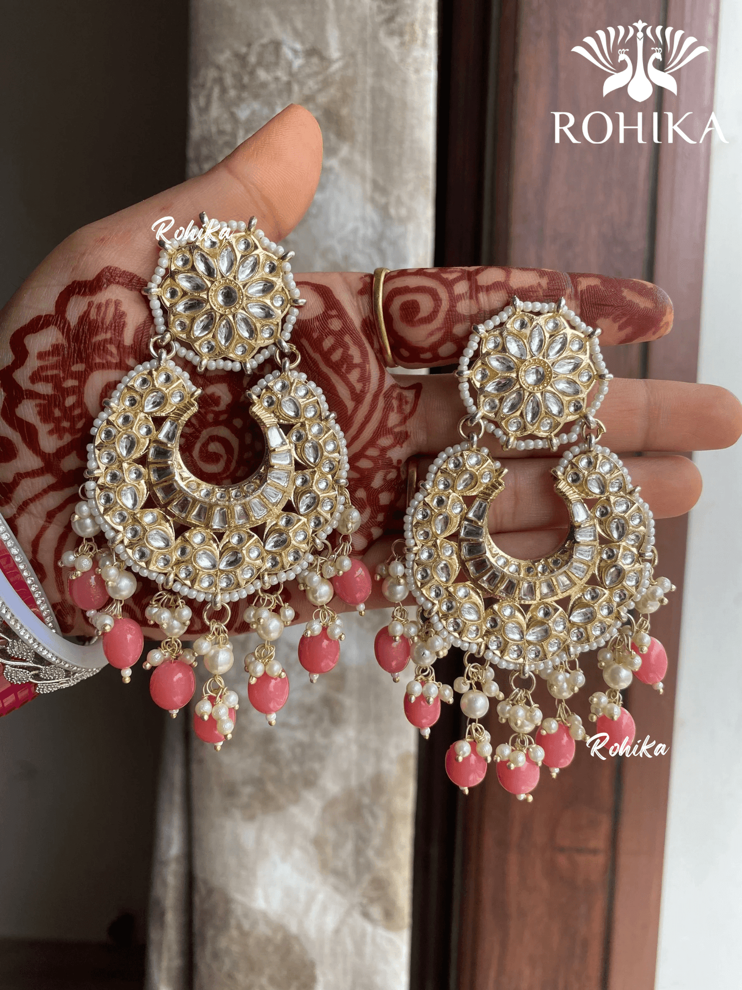 Navpreet beautiful earrings - Pink - Rohika Store