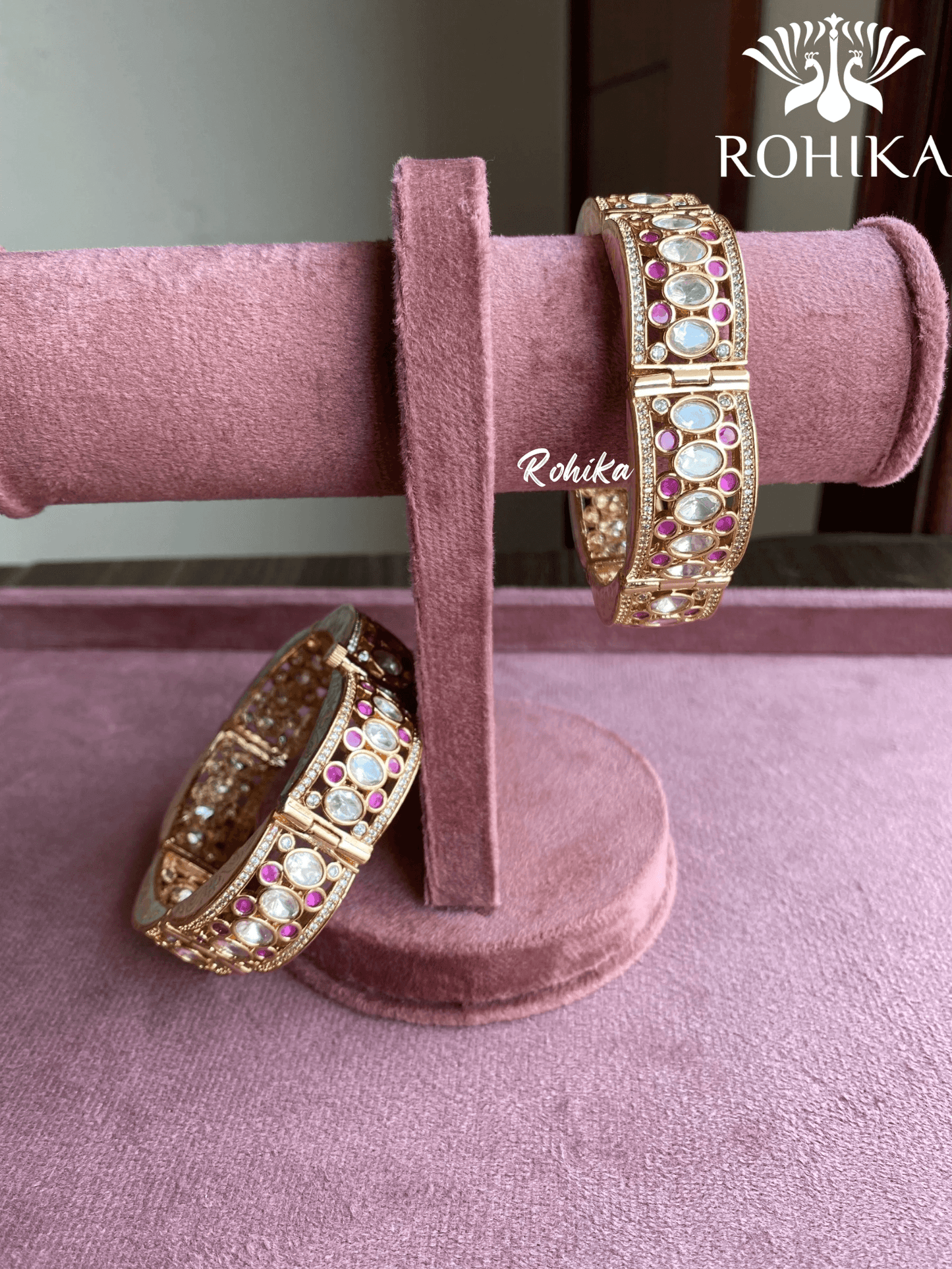 Aja meenakari kada/bangle - Pink - Rohika Store