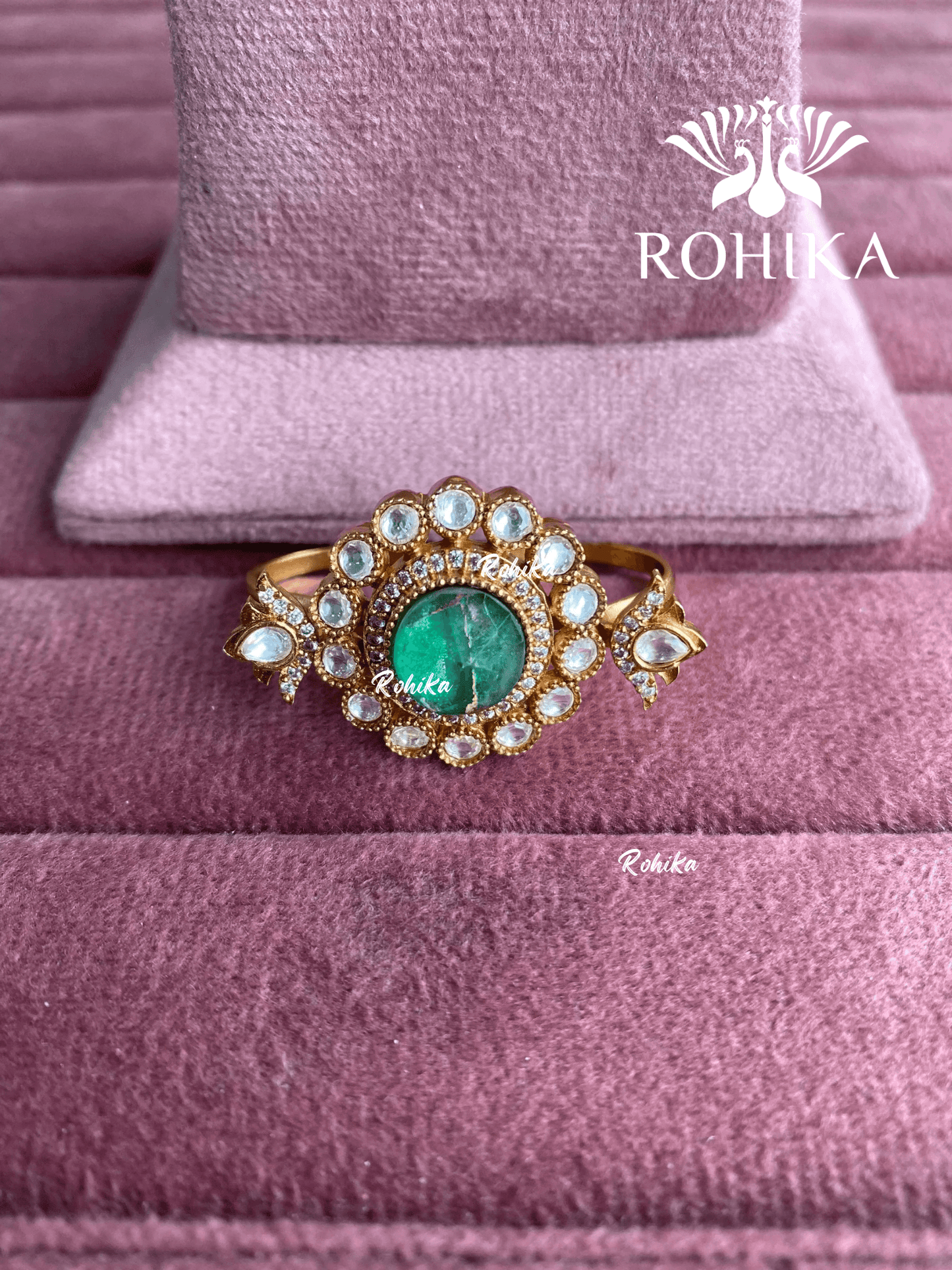 Angana polki kundan ring (SG-145) - Green - Rohika Store