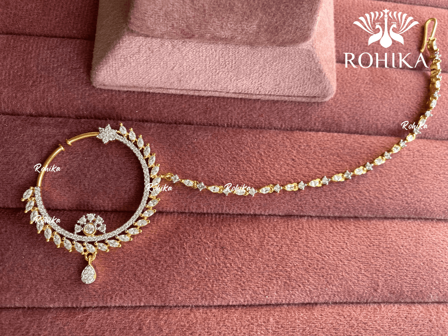 Pari silver stone Nath - 006 (with chain) - Rohika Store