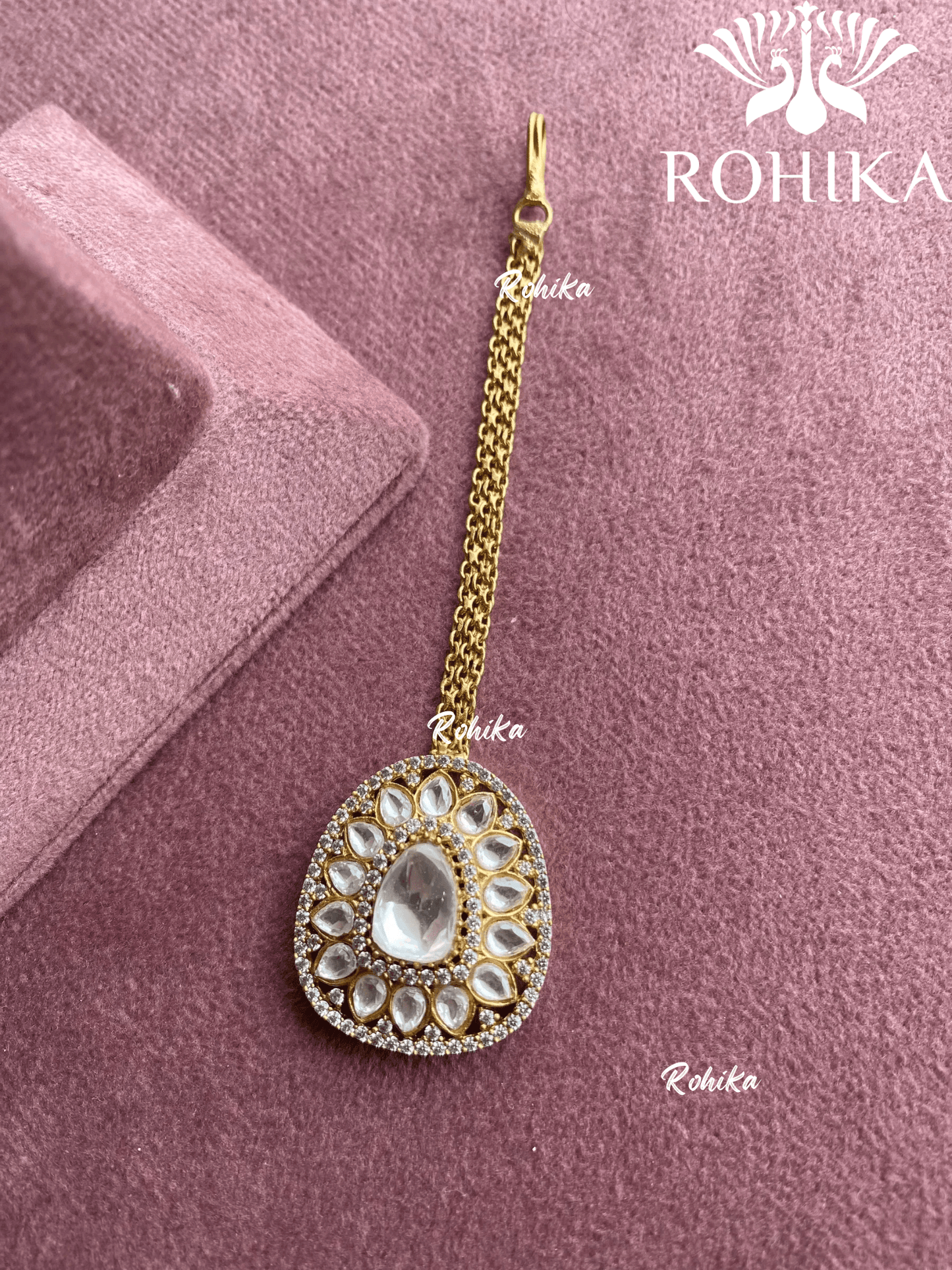 Polki kundan maangtikka (PLKM-017) - White - Rohika Store