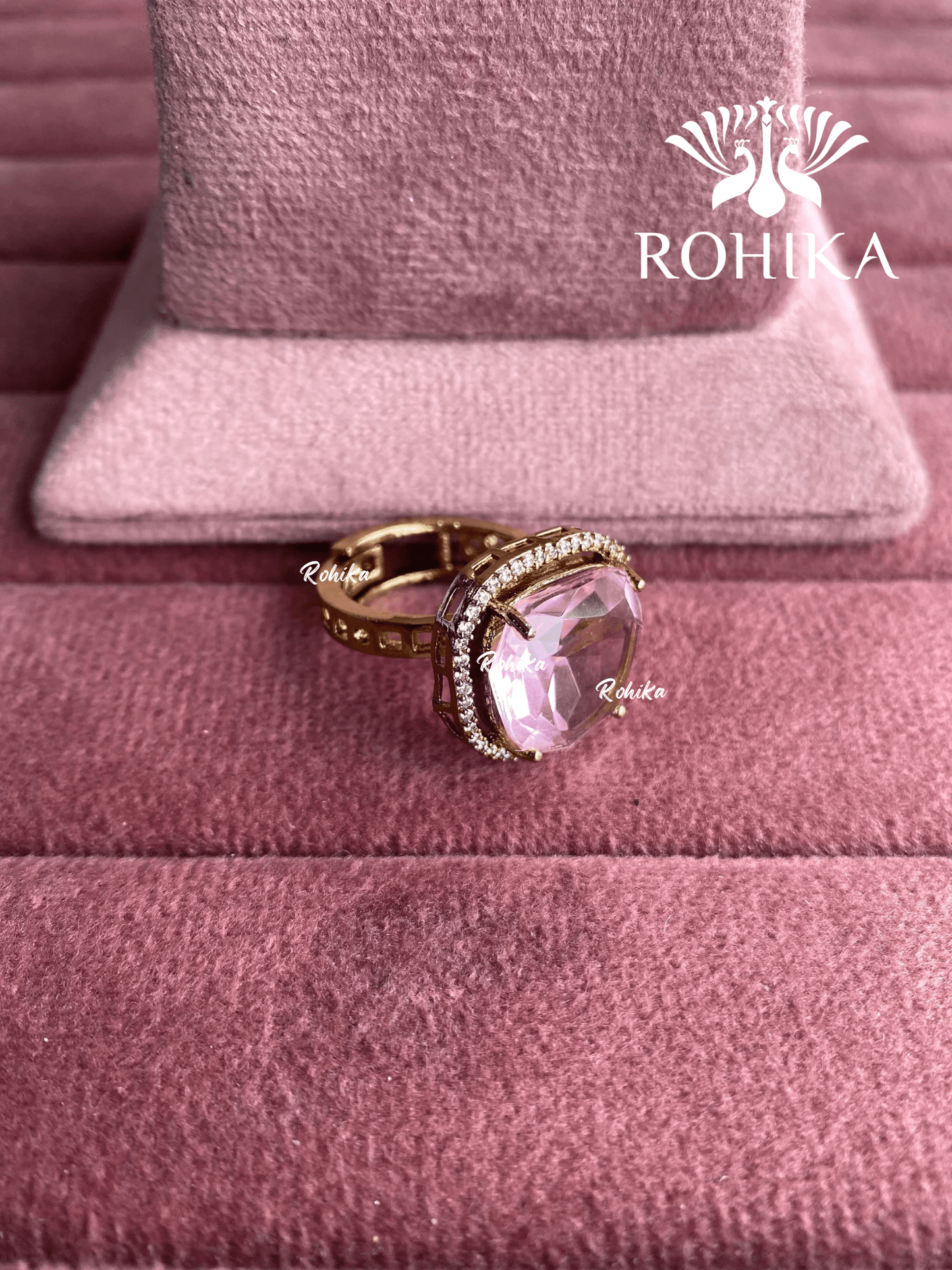 Angana polki kundan ring (SG-125) - Pink - Rohika Store