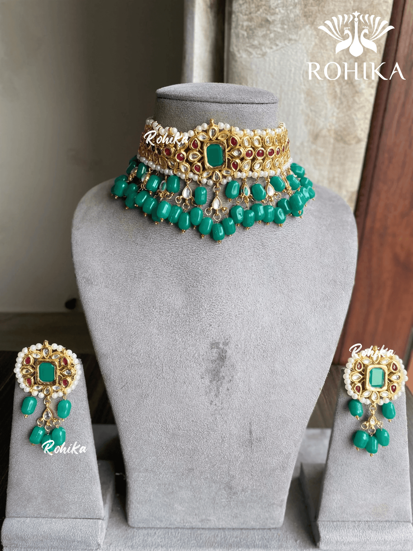 Harsha choker set - Green - Rohika Store