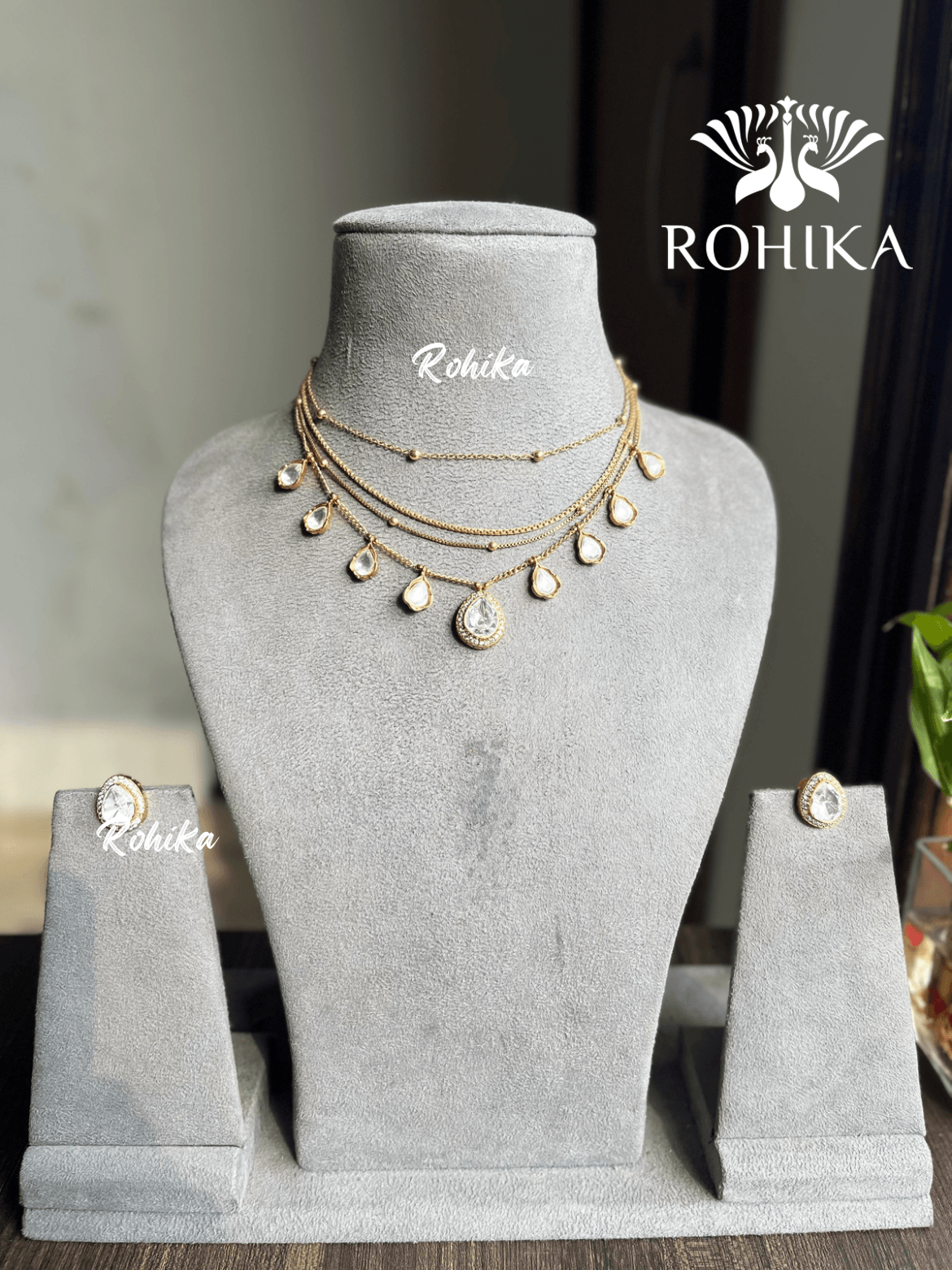Alisa necklace set - white - Rohika Store