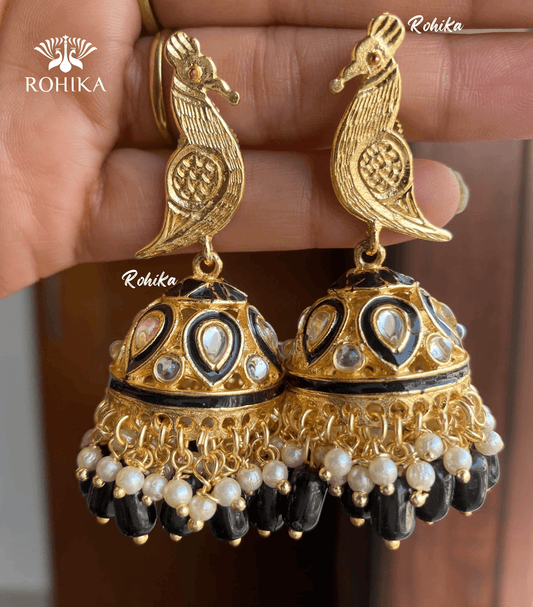 Nitya jhumka earrings - Black - Rohika Store