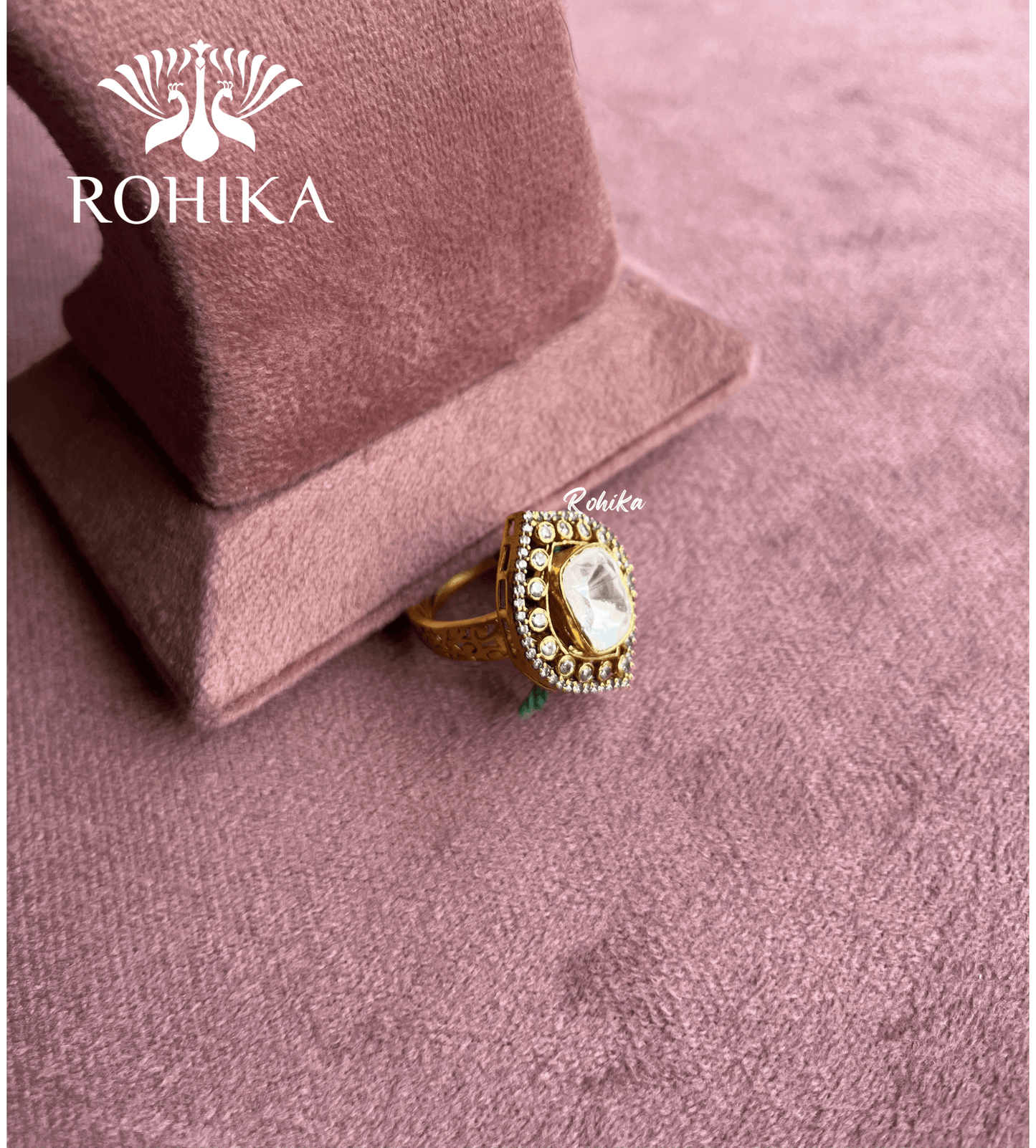 Angana polki kundan ring (SG-015) - White - Rohika Store