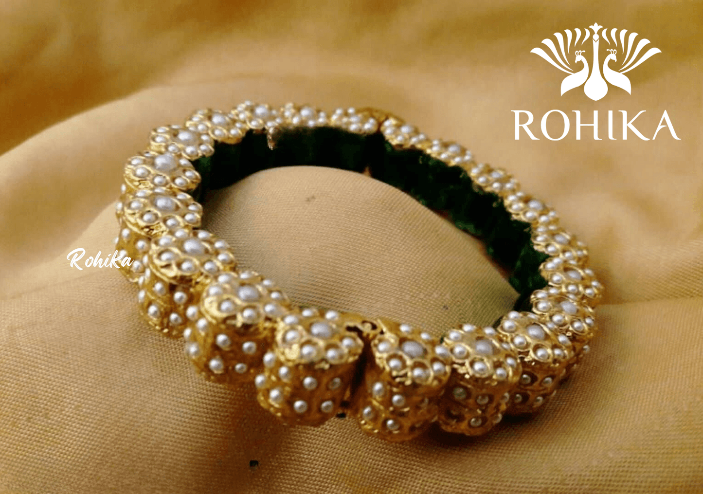 Navya jadau bangles (Single) - White - Rohika Store