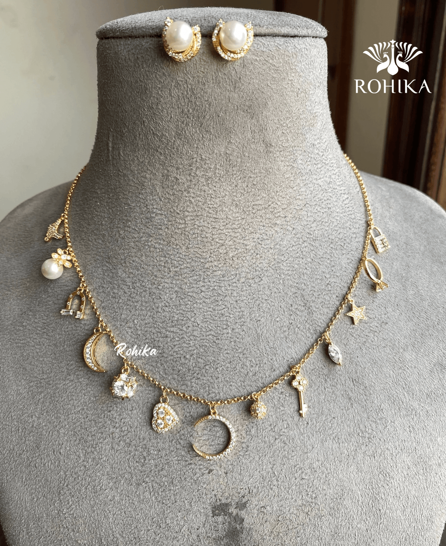 Isabella charms necklace set - Gold - Rohika Store