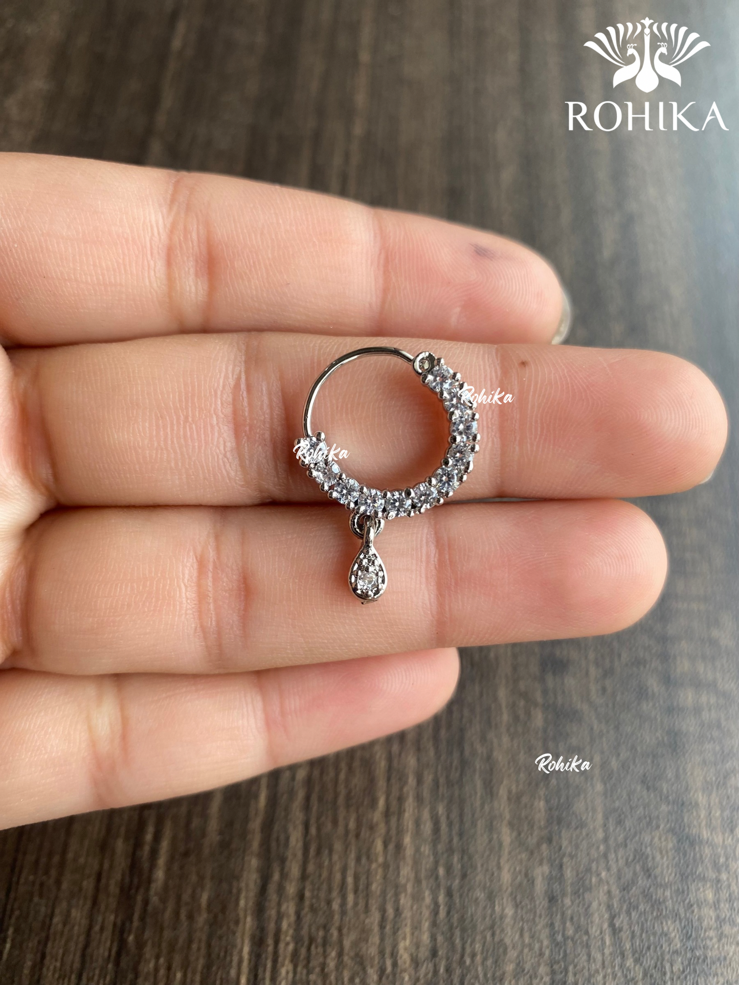 Riya AD stone Nath (060) - Silver