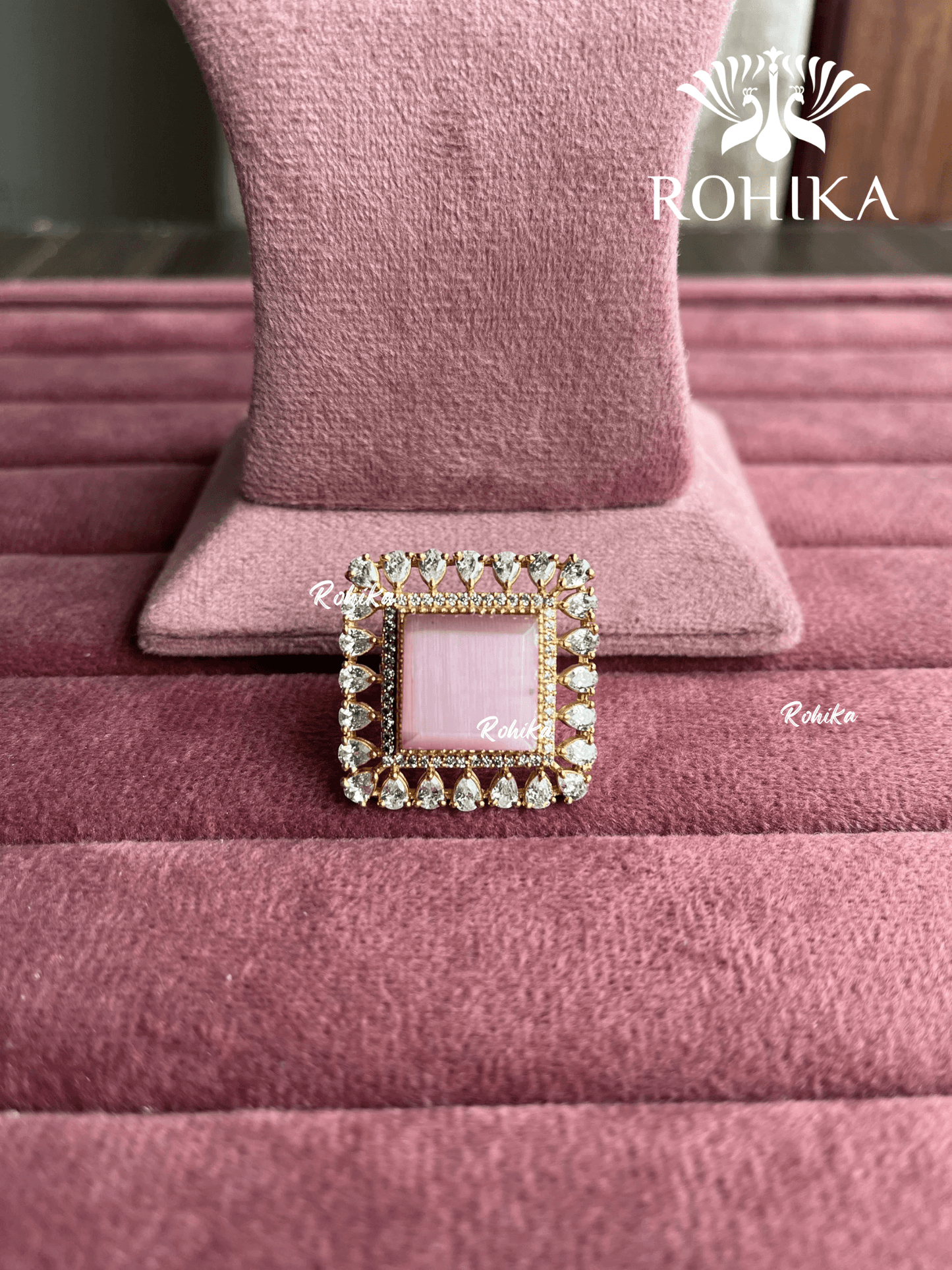 Angana polki kundan ring (SG-109) - Pink - Rohika Store