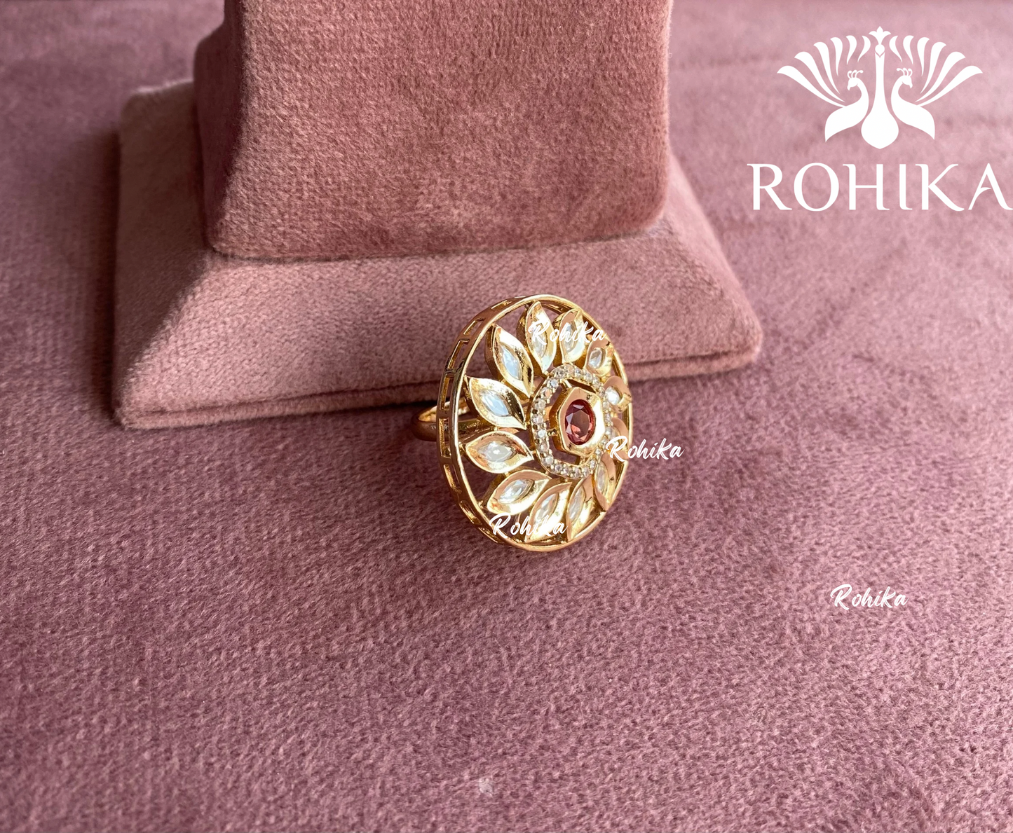 Angana polki kundan ring (SG-030) - Red