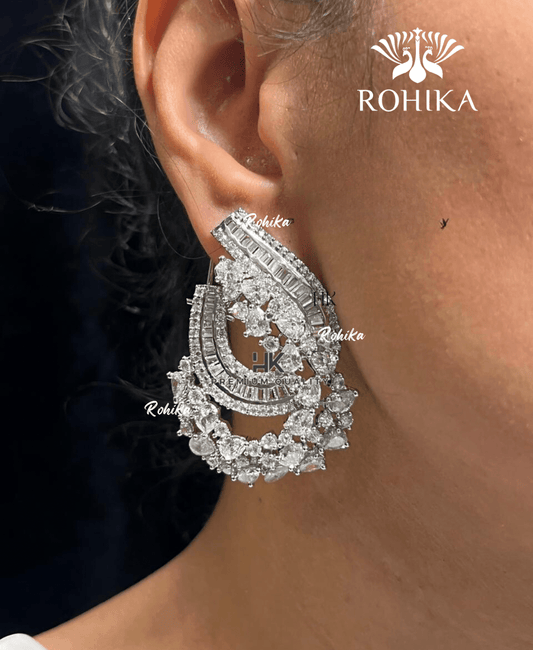 Karen american diamond earrings - White - Rohika Store