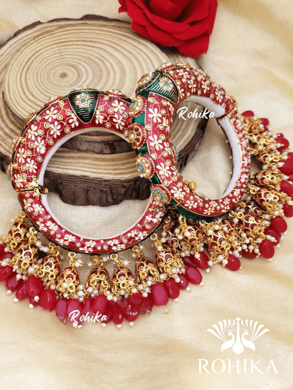Aarohi meenakari bangles - Red - Rohika Store