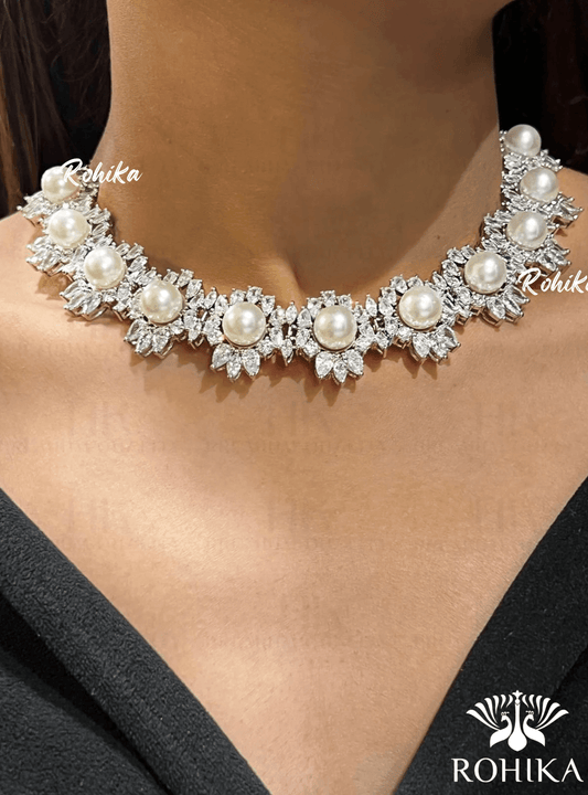 Maya american diamond necklace - White - Rohika Store