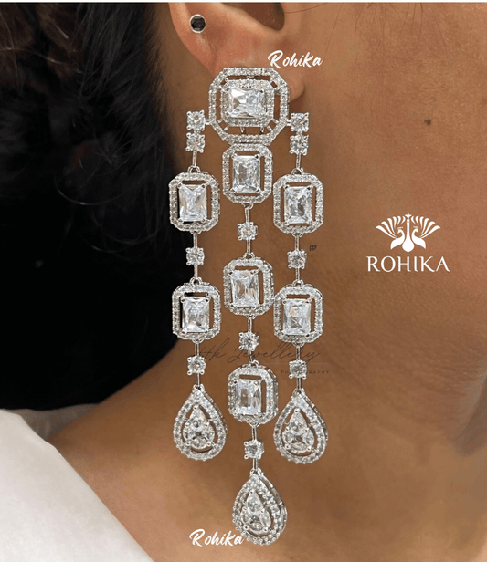 Daisi american diamond earrings - White - Rohika Store