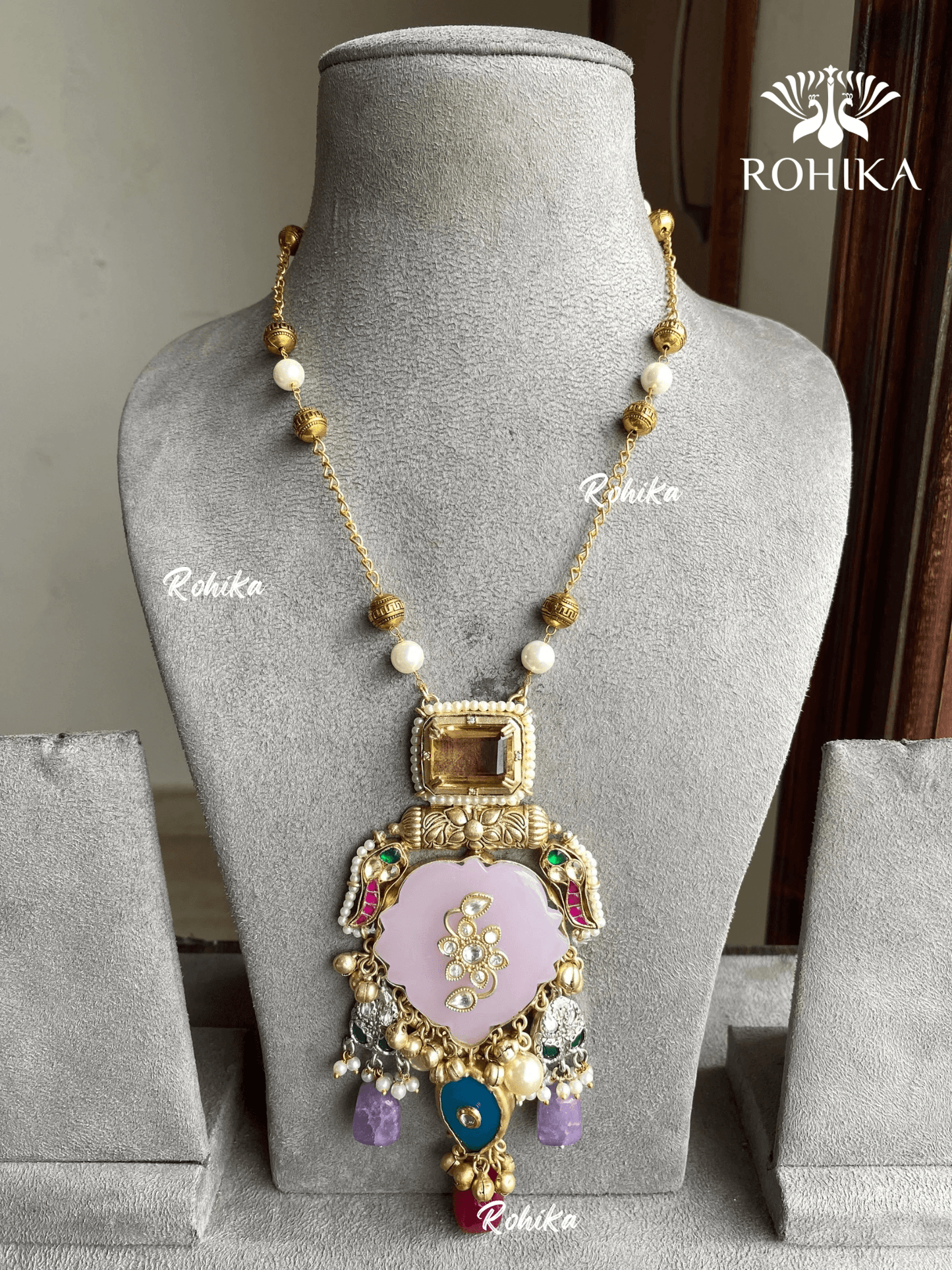 Banjara fusion necklace set (FN-012) - Pink - Rohika Store