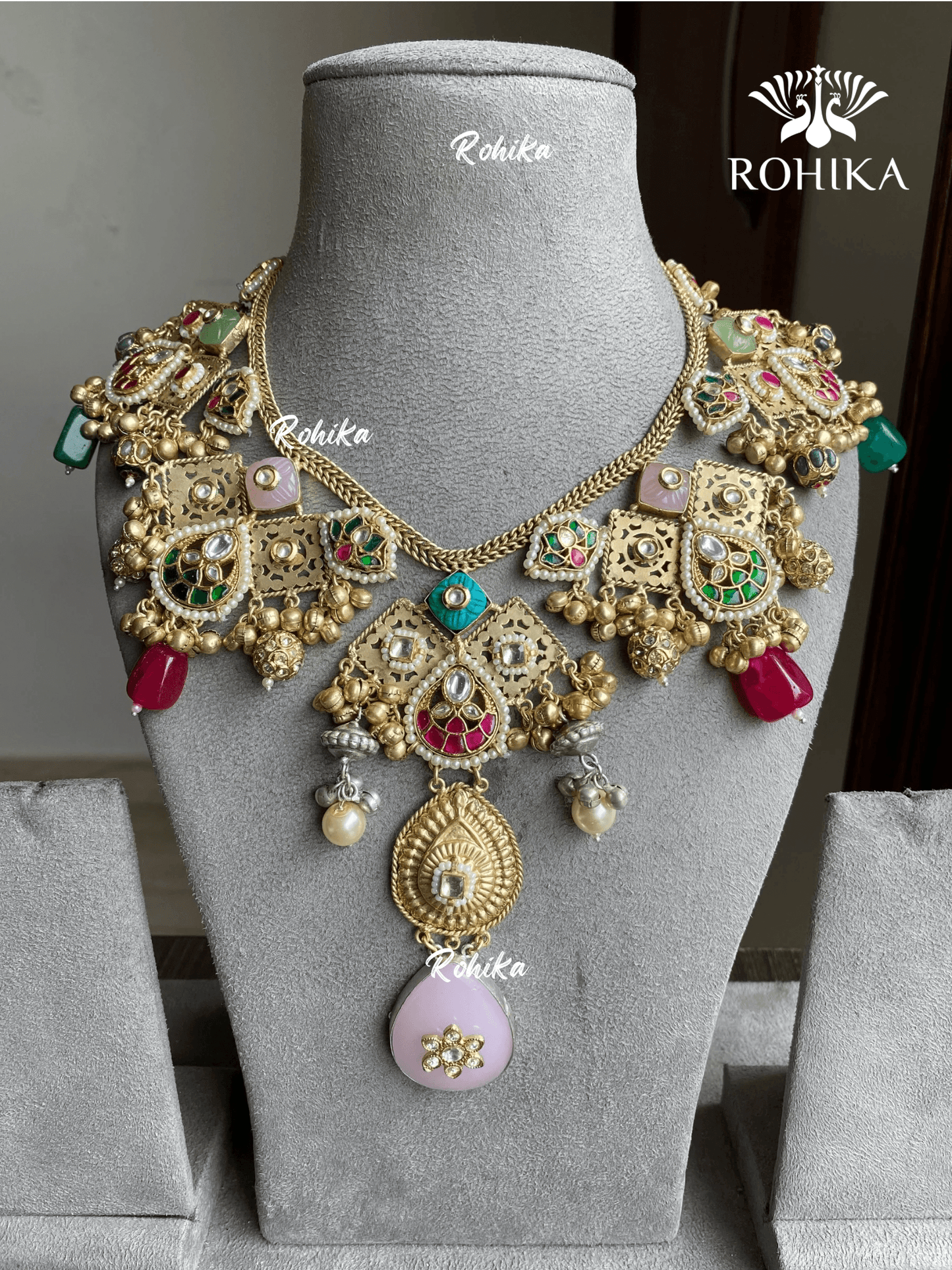 Banjara fusion necklace set (FN-009) - Pink - Rohika Store