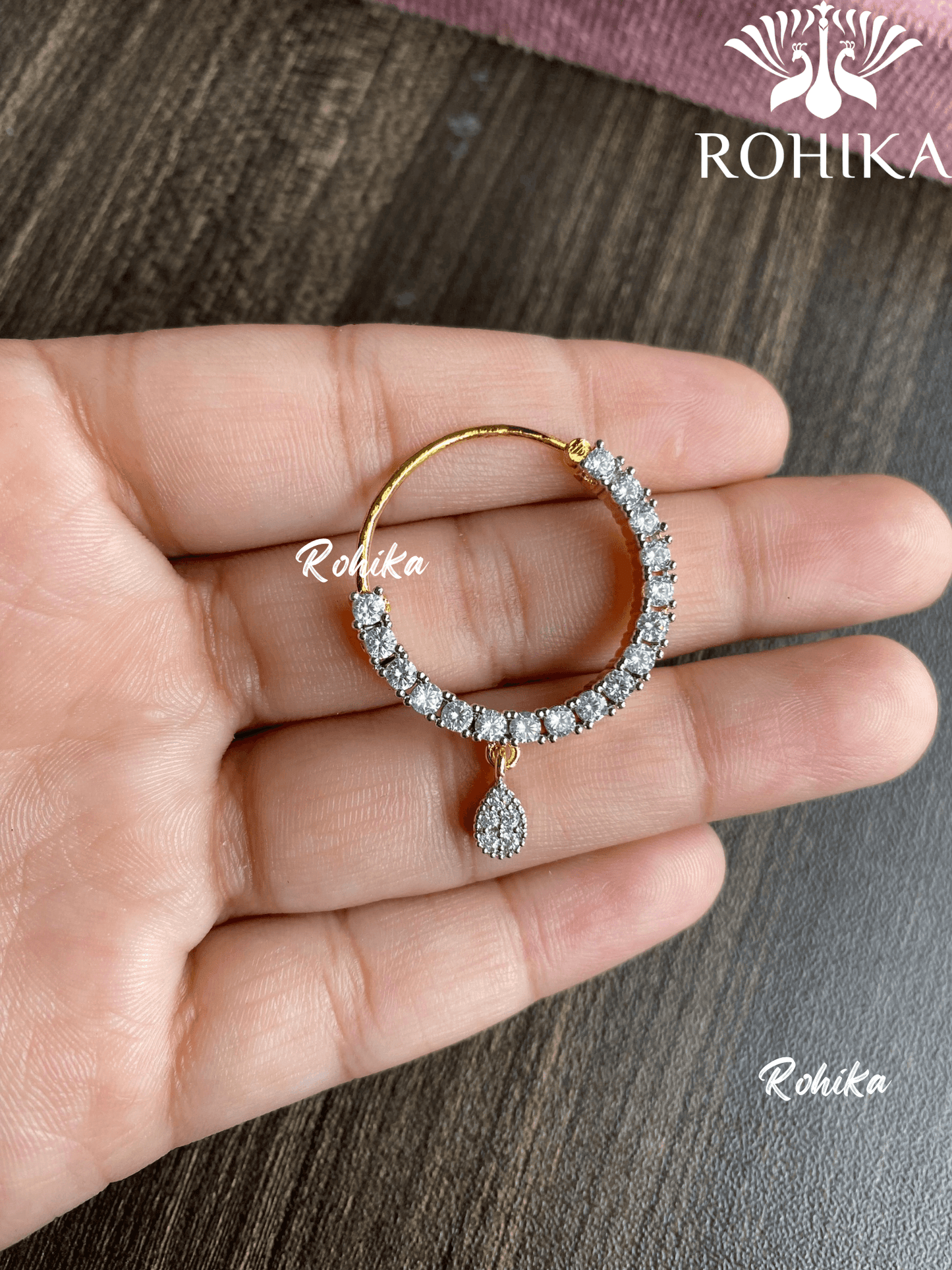 Riya AD stone Nath (019)- Golden - Rohika Store