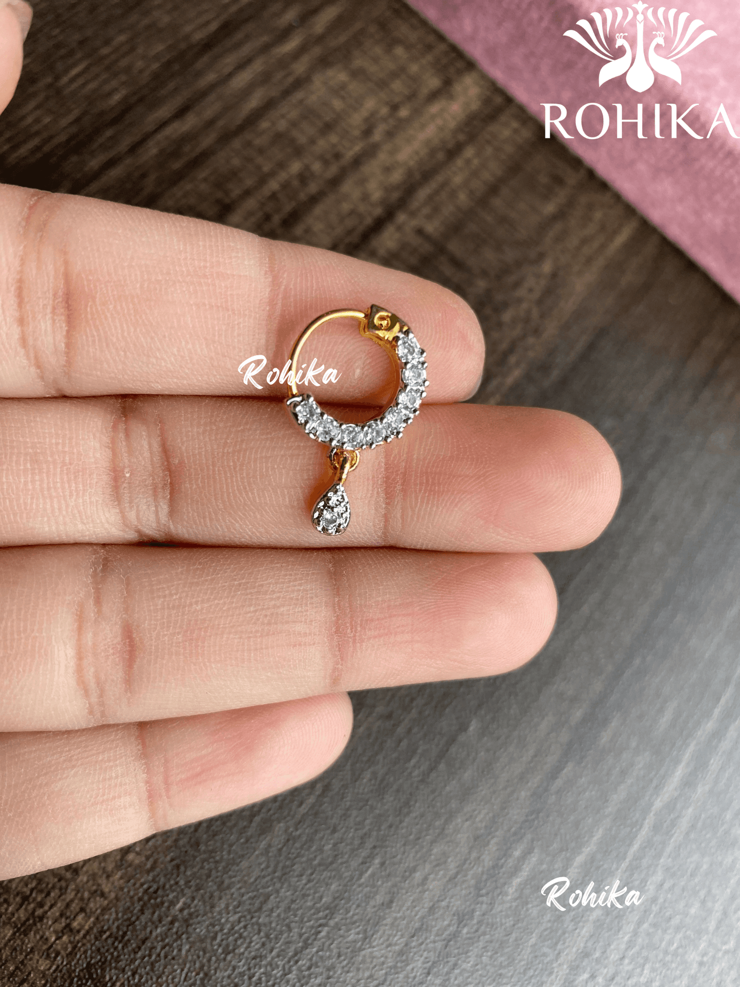 Riya AD stone Nath (002)- Silver - Rohika Store