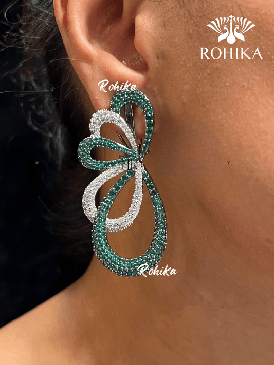 Riley american diamond earrings - Dark green - Rohika Store