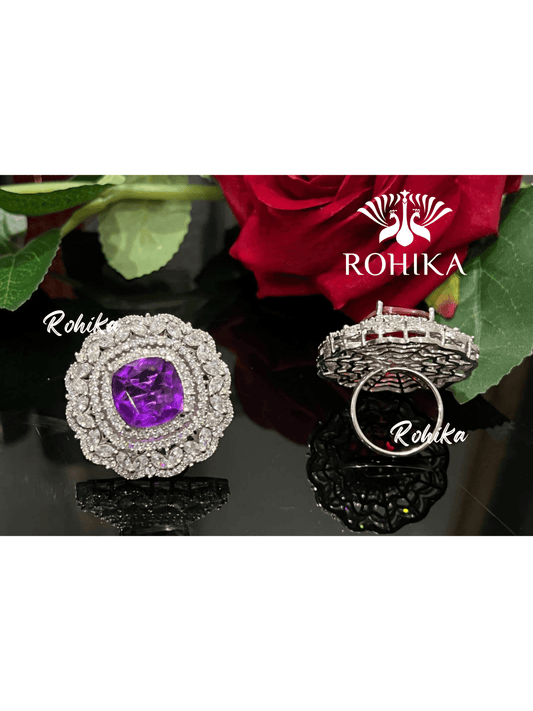 Opal american diamond ring- Purple - Rohika Store