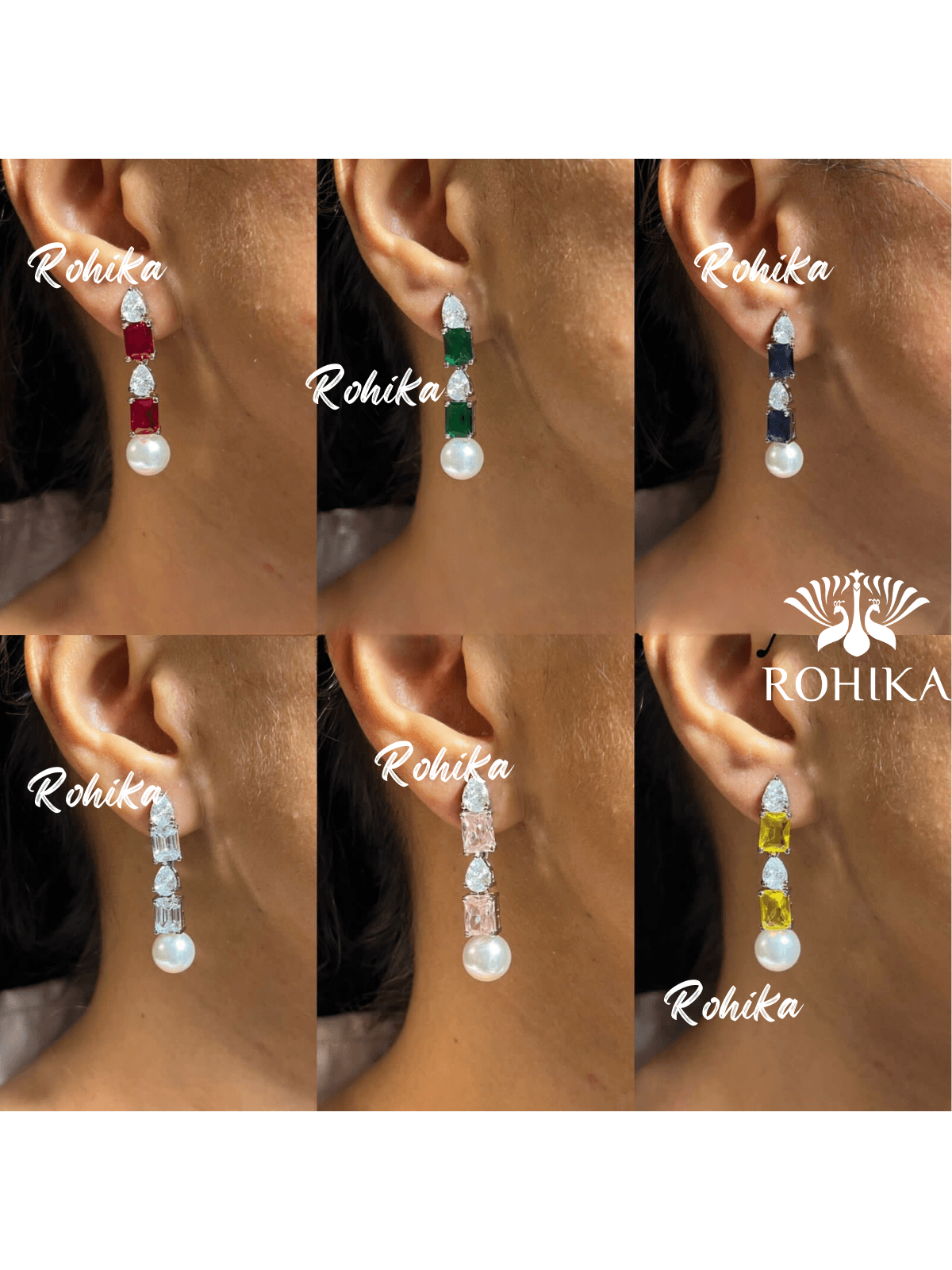 Kit american diamond necklace - White - Rohika Store