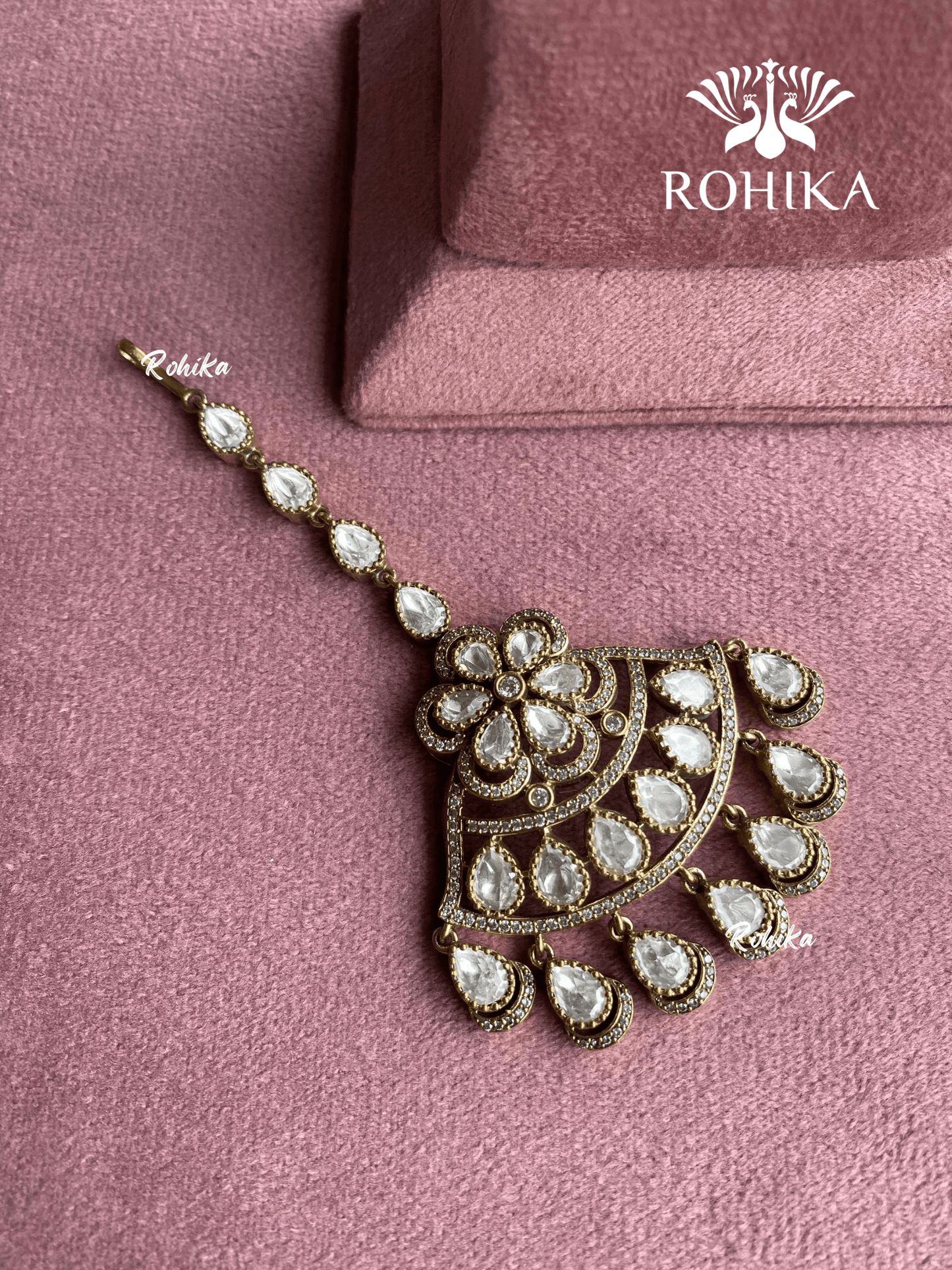 Polki kundan maangtikka (PLKM-003) - White - Rohika Store