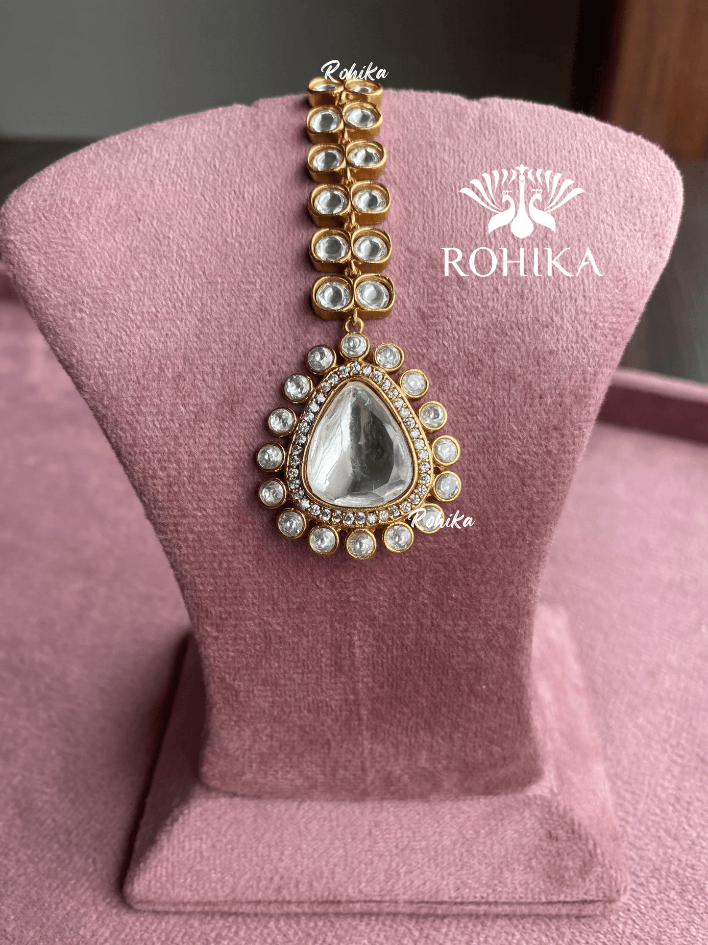 Polki kundan maangtikka (PLKM-006) - White - Rohika Store