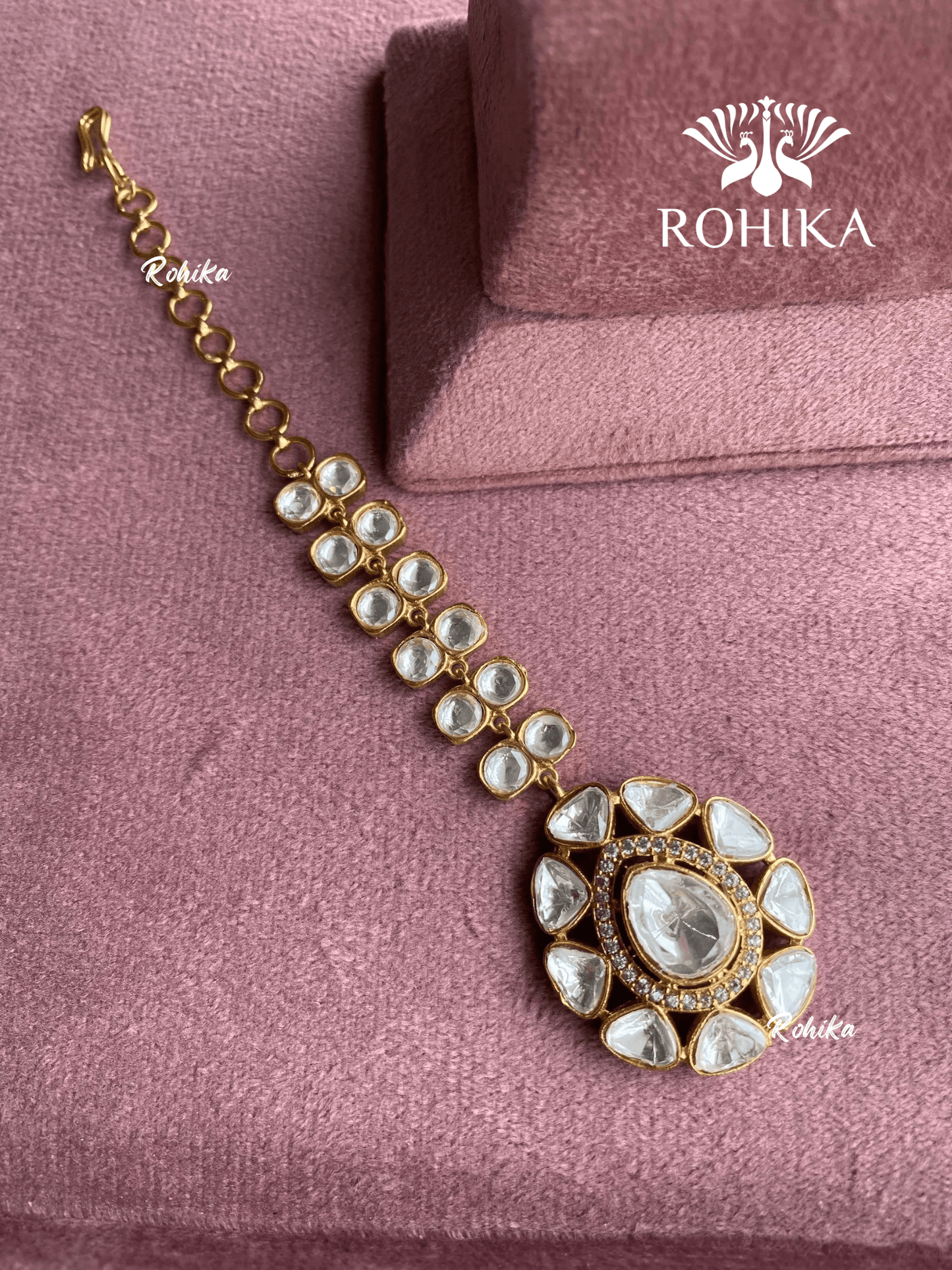 Polki kundan maangtikka (PLKM-008) - White - Rohika Store