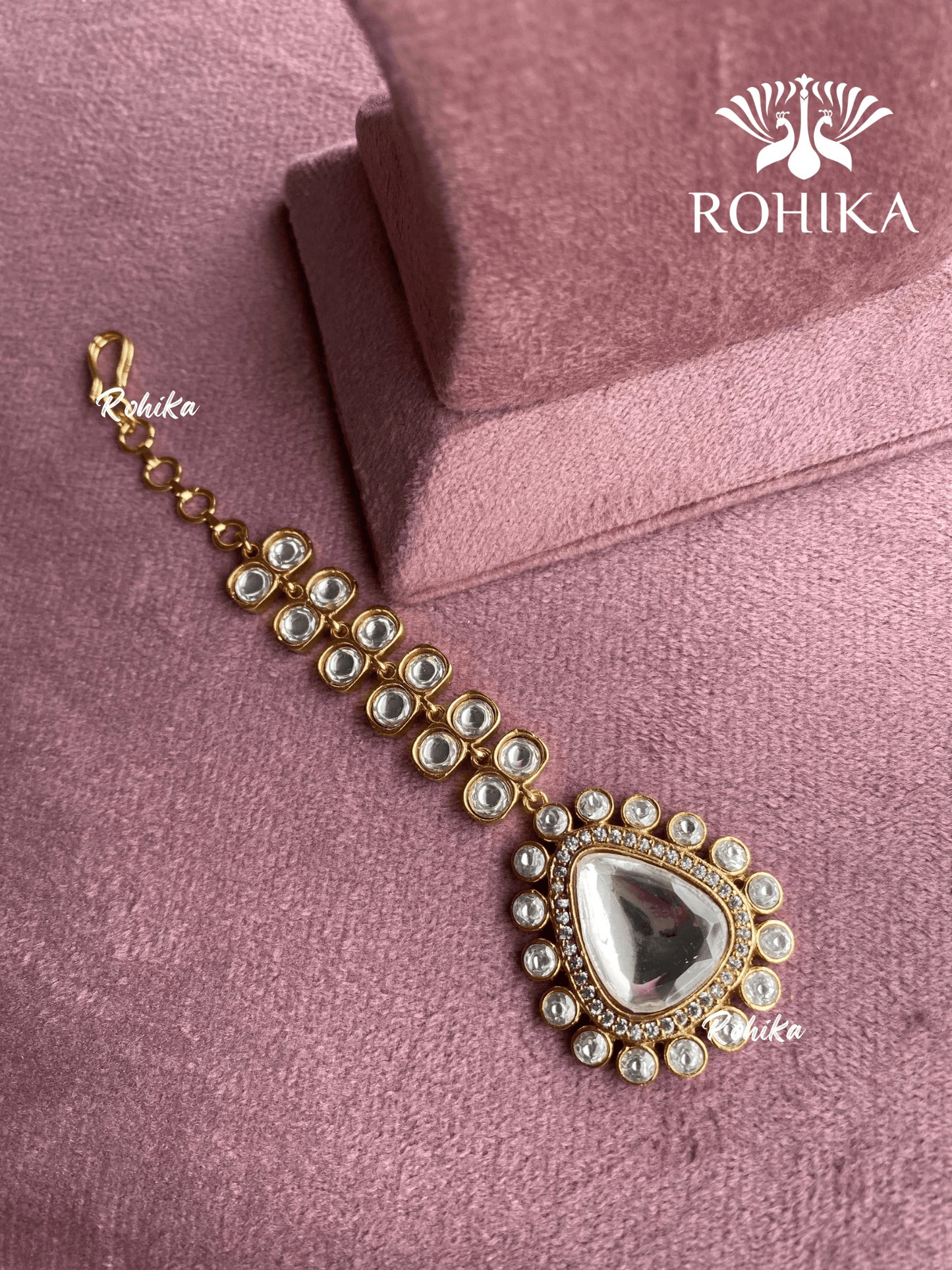 Polki kundan maangtikka (PLKM-006) - White - Rohika Store