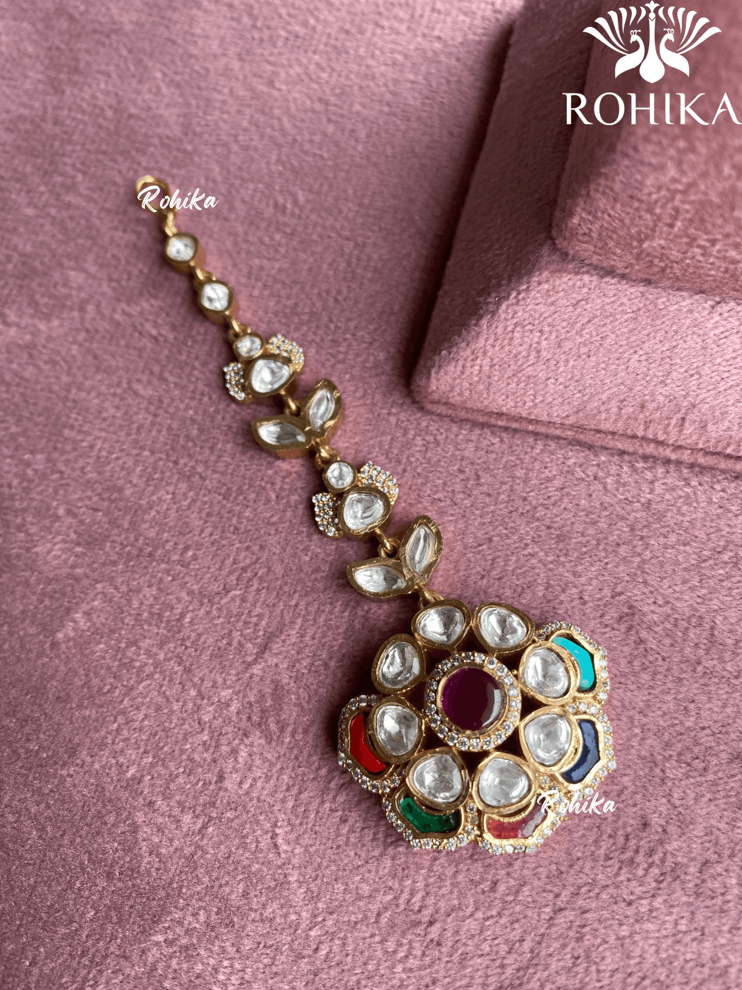 Polki kundan maangtikka (PLKM-010) - Multi colour - Rohika Store