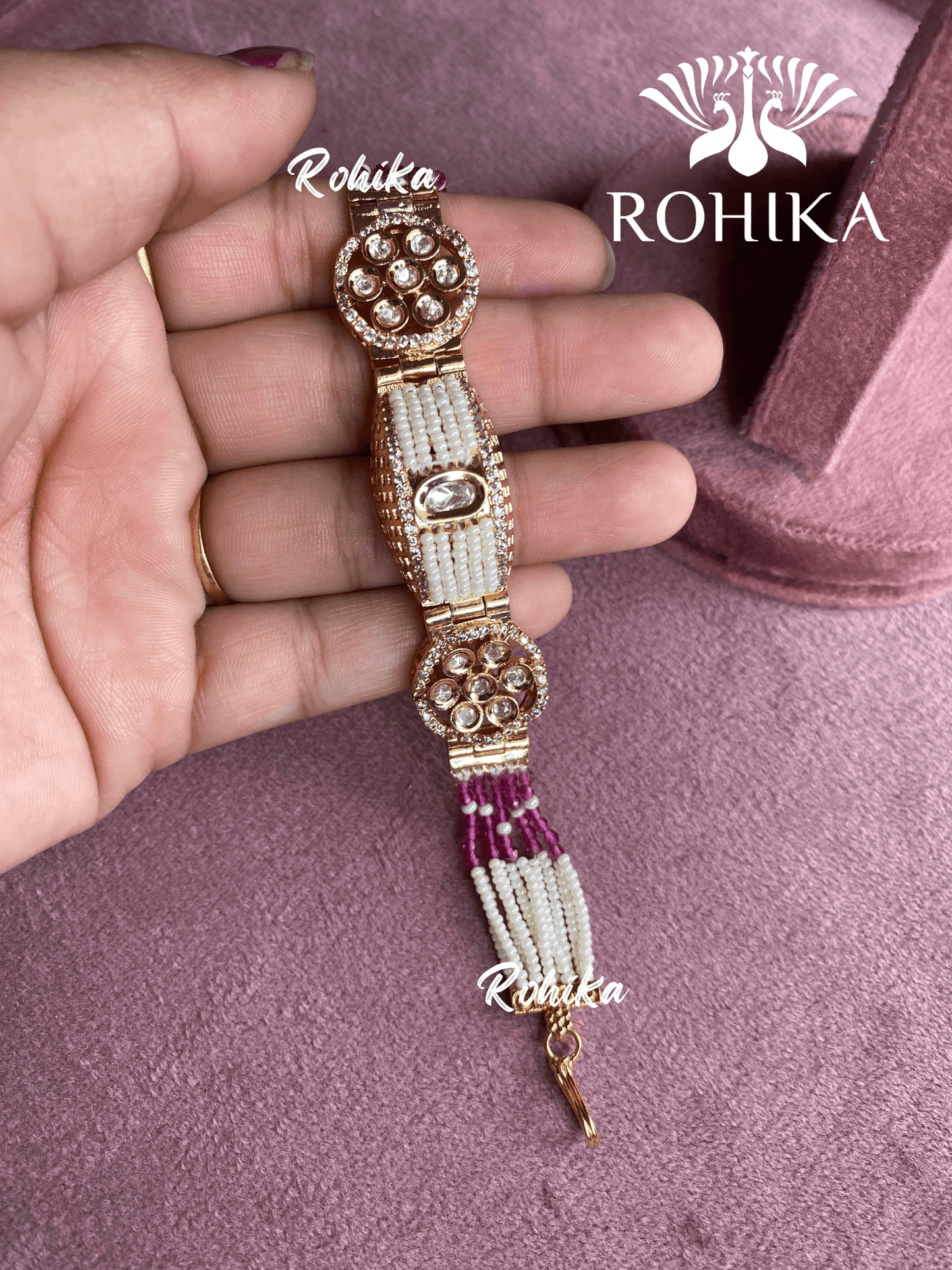 Anhita polki kundan meenakari bracelet/kada (005) - Rohika Store