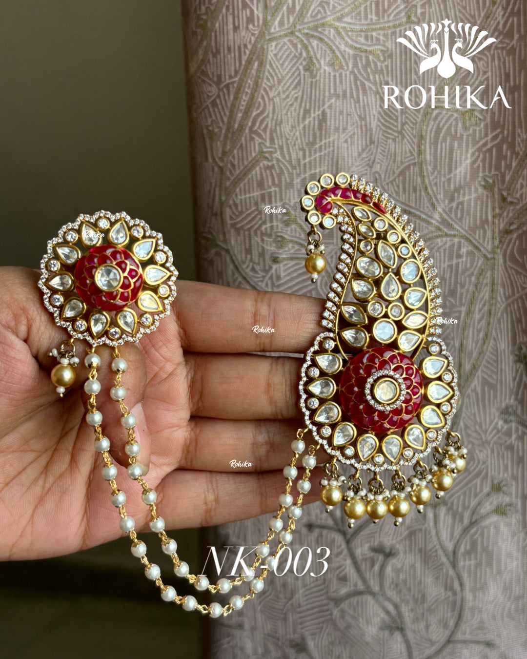 Moisanite kundan kalgi (NK-003) - Pink