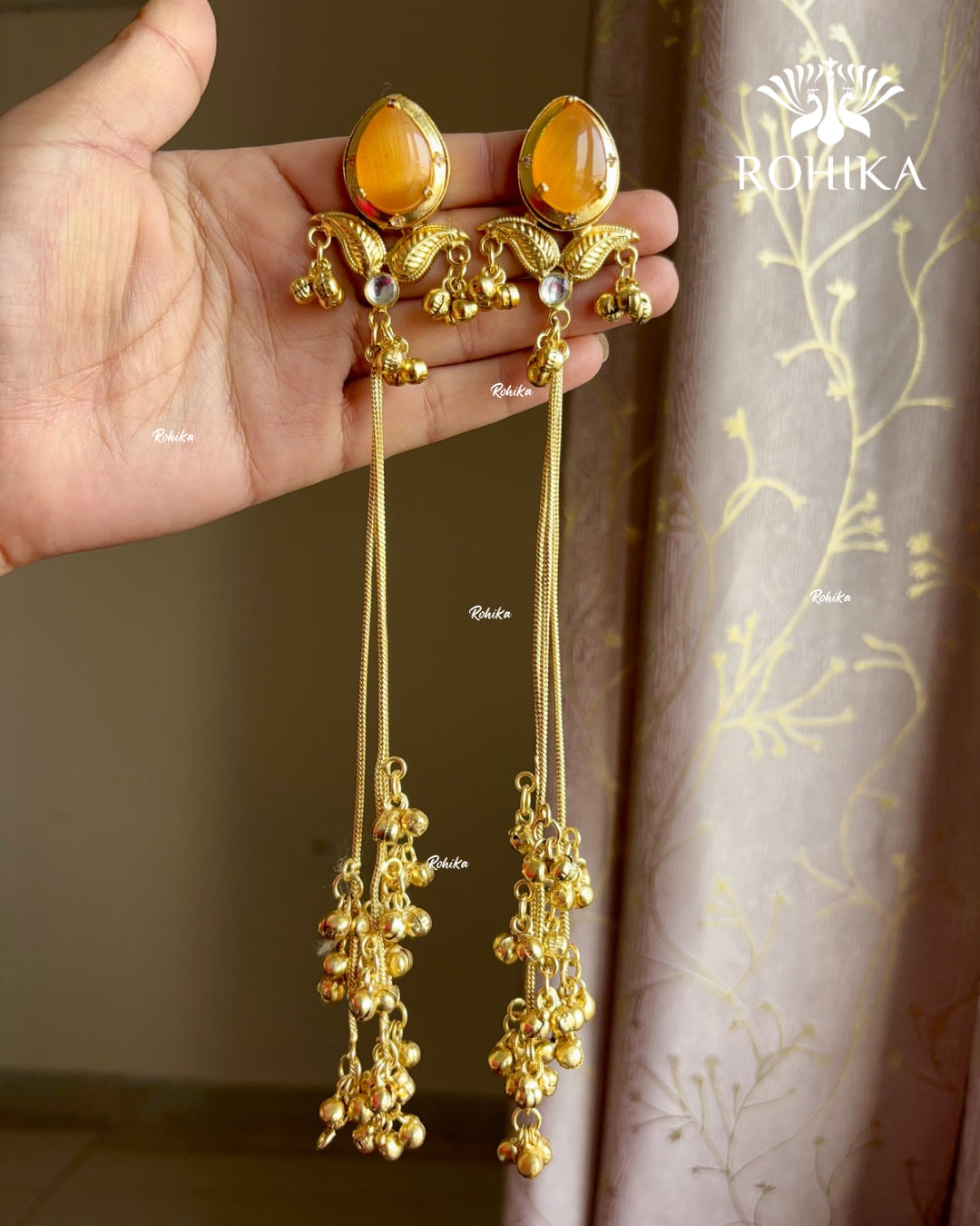 Banjara fusion Kashmiri earrings (FE-023) - Orange